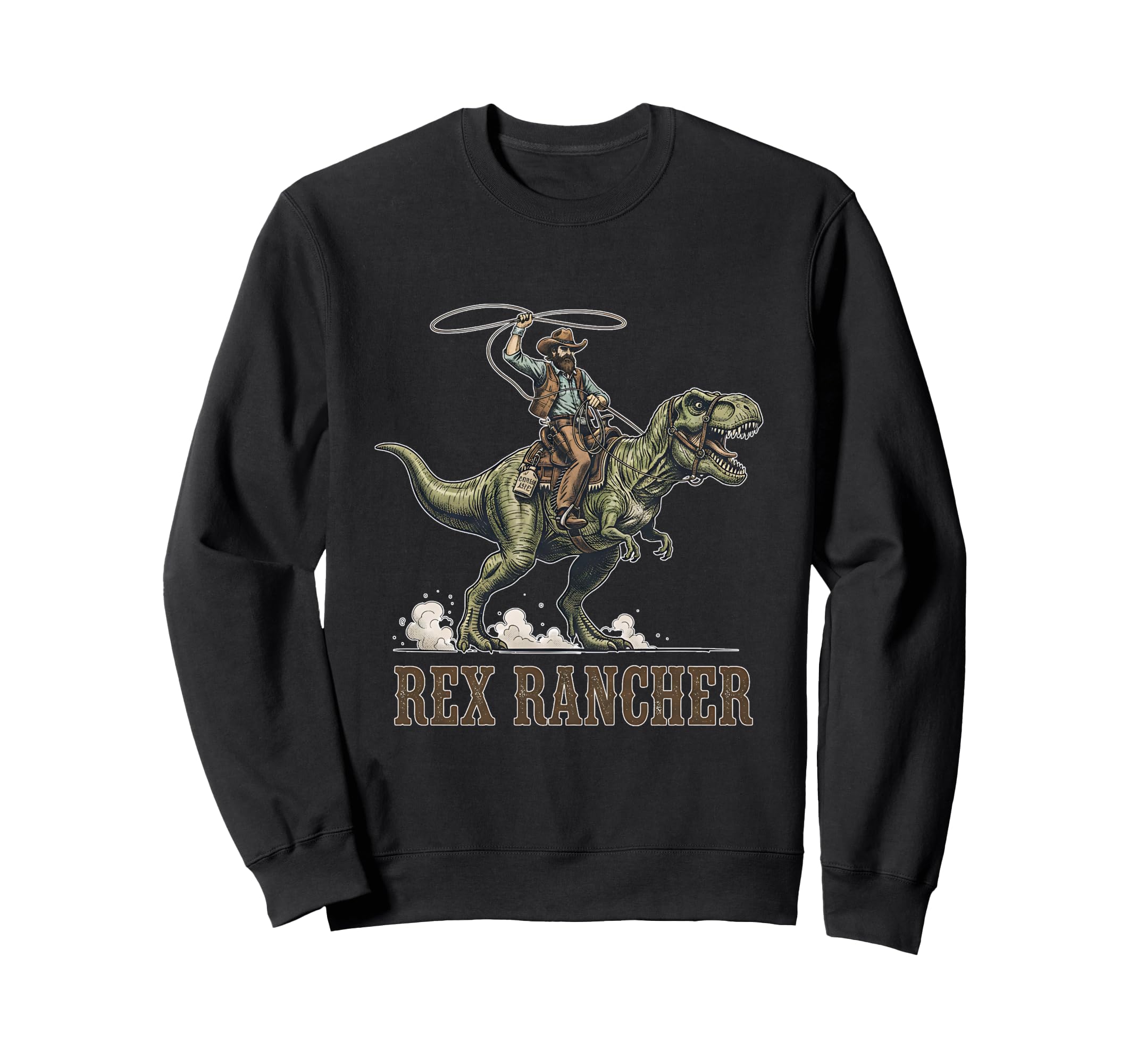 Cowboy Dinosaur Rider T Rex Rancher Sweatshirt - Novelty Apparel Unisex - T-Shirt, Sweatshirt, Hoodie
