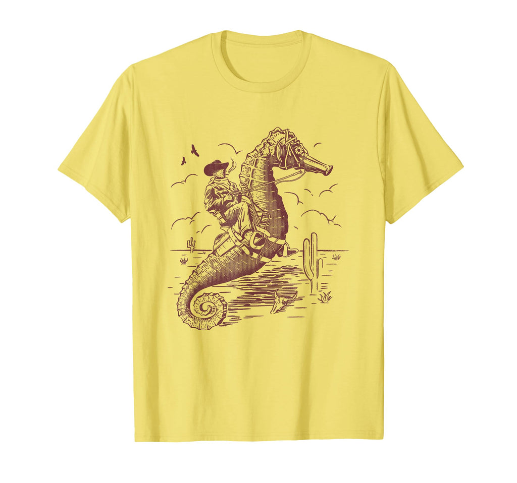 Surreal Cowboy Riding Sea Horse T-Shirt - Casual Everyday Wear for Adults - T-Shirt, Sweatshirt, Hoodie