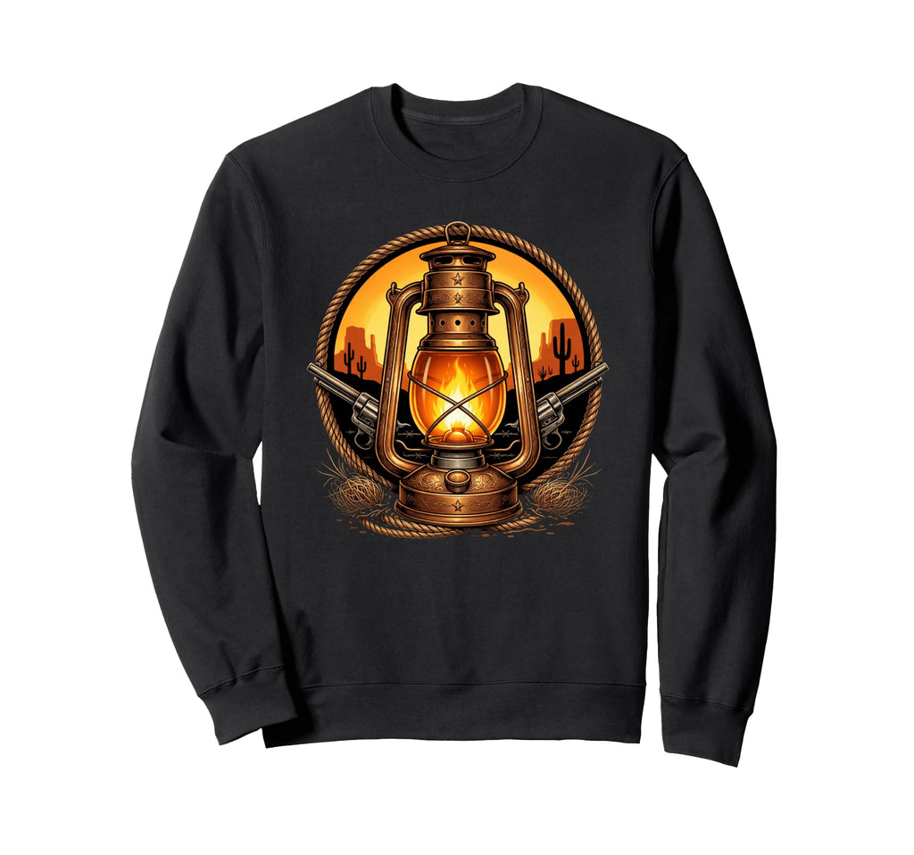 Cowboy Lantern Rustic Western Sweatshirt - Minimalist Print for Adults - T-Shirt, Sweatshirt, Hoodie