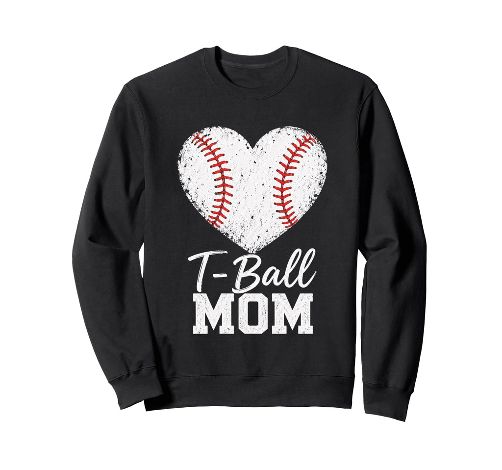 T Ball Mom Baseball Heart Sports Sweatshirt - Trendy Graphic for Adults - T-Shirt, Sweatshirt, Hoodie