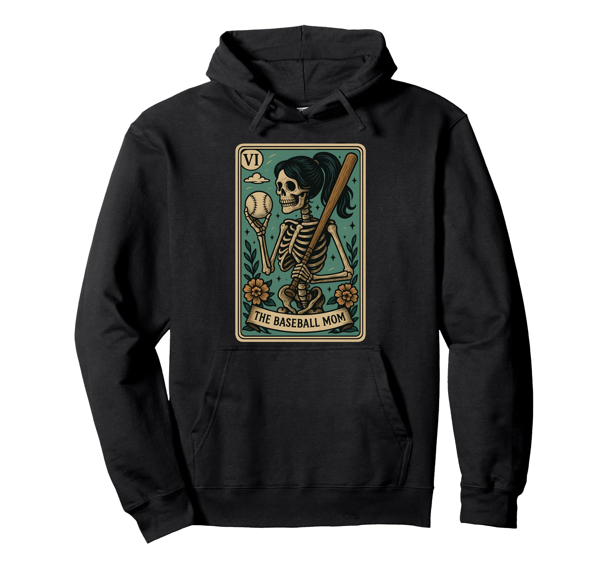 Baseball Mom Tarot Card Skeleton Mothers Hoodie - Novelty Apparel Unisex - T-Shirt, Sweatshirt, Hoodie