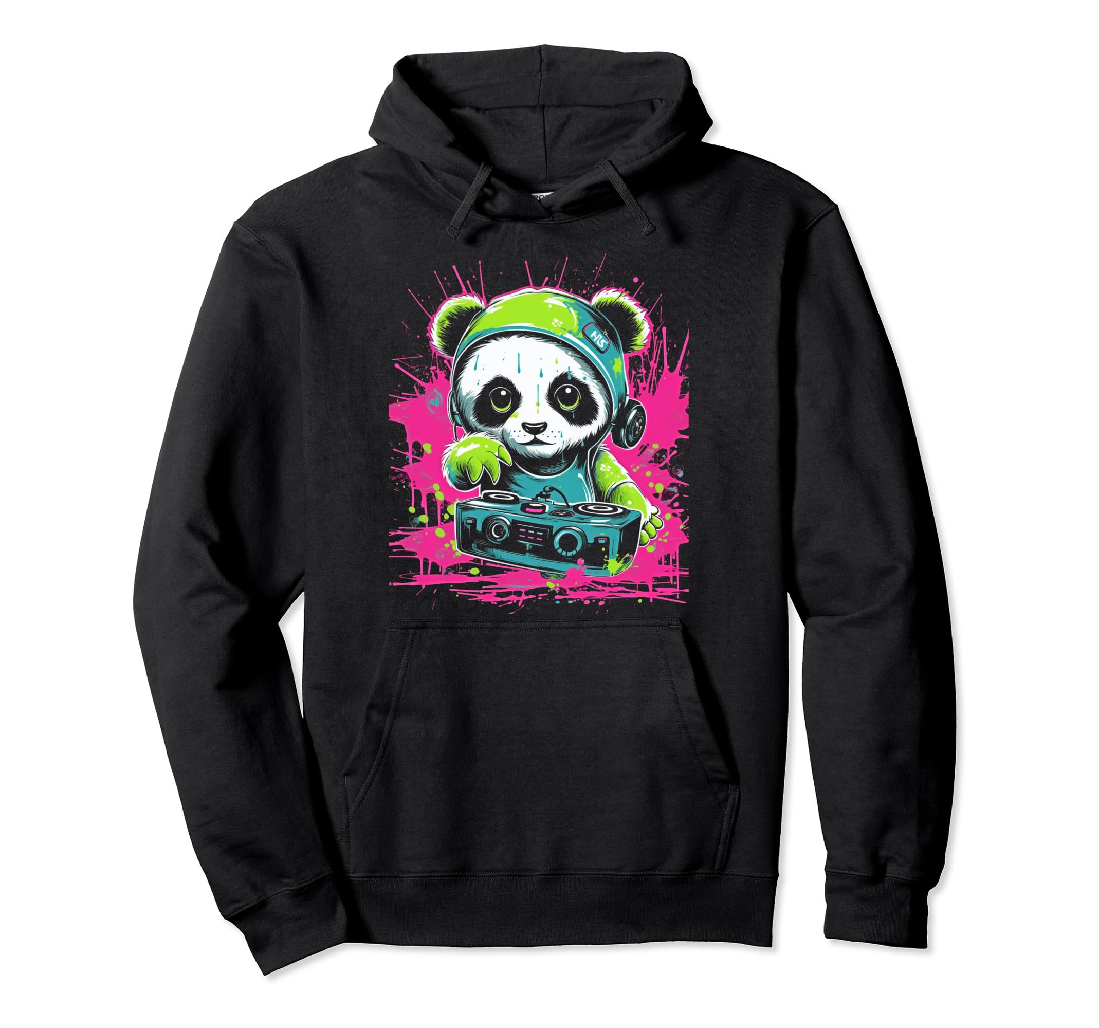 Kawaii Panda Dj Japanese Edm Y2K Hoodie - Unique Graphic for Adults - T-Shirt, Sweatshirt, Hoodie