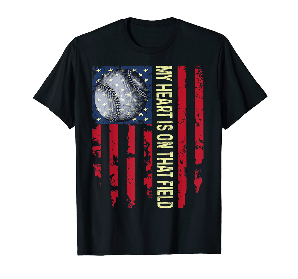 My Heart Is That Field Usa Flag T-Shirt - Casual Everyday Wear Men Women - T-Shirt, Sweatshirt, Hoodie