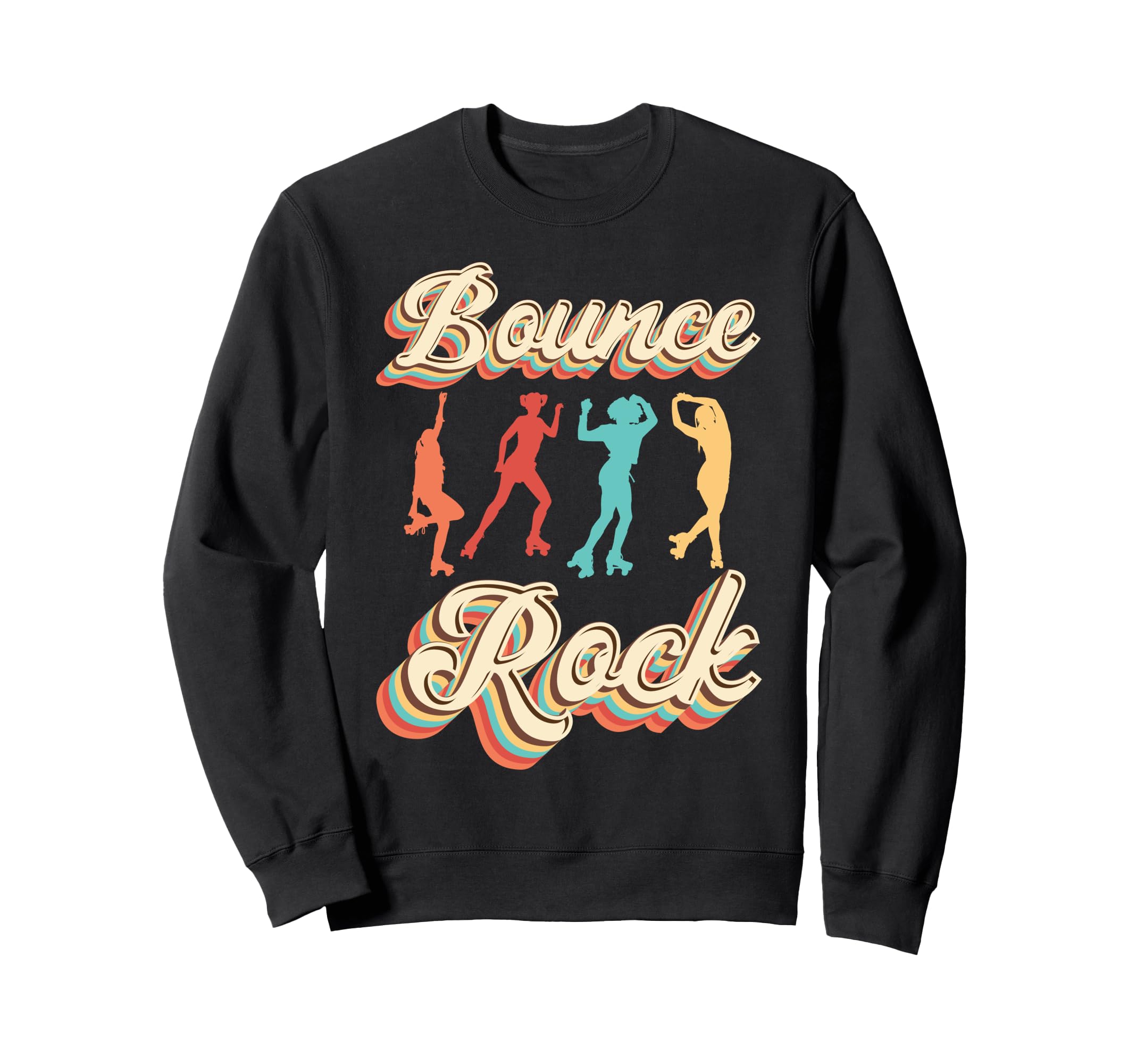 Roller Skating Skate 1970S Bounce Rock Sweatshirt - Unique Graphic Unisex - T-Shirt, Sweatshirt, Hoodie
