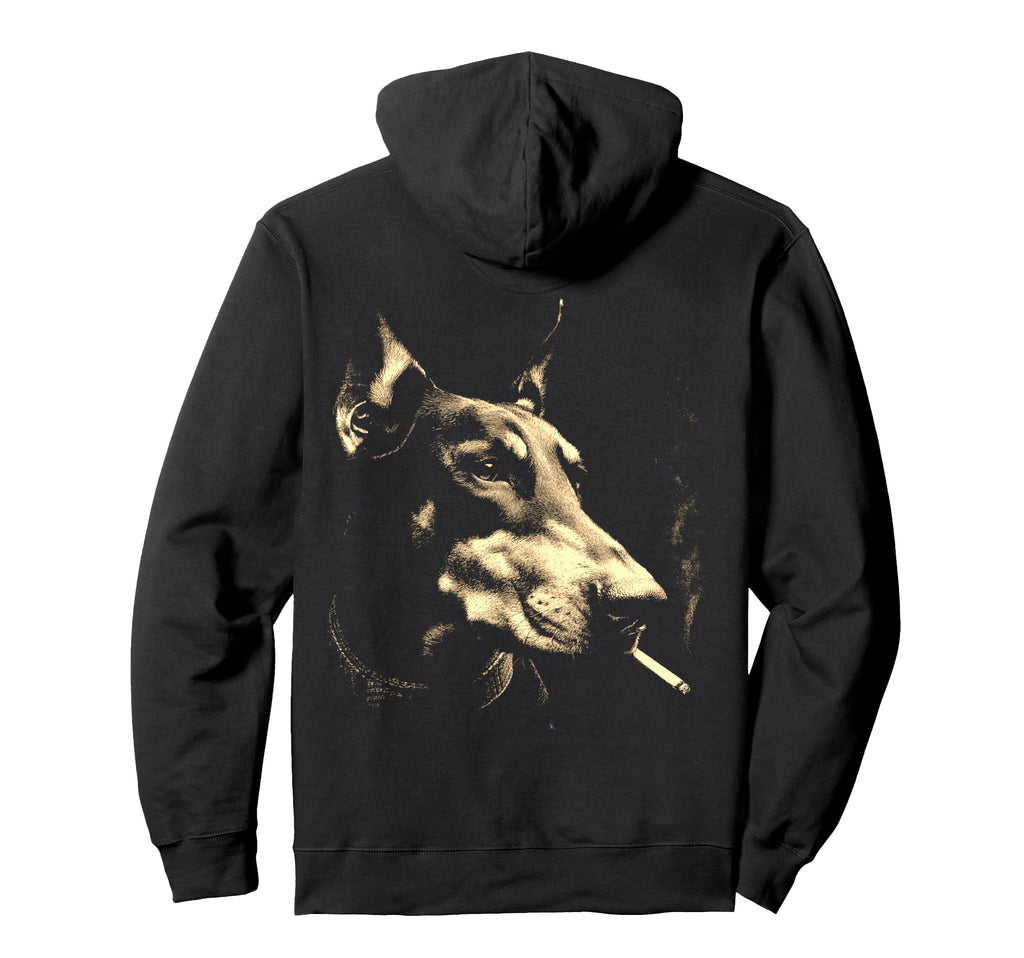 Doberman Smoking Cigarette Grunge Meme Hoodie - Trendy Graphic for Adults - T-Shirt, Sweatshirt, Hoodie