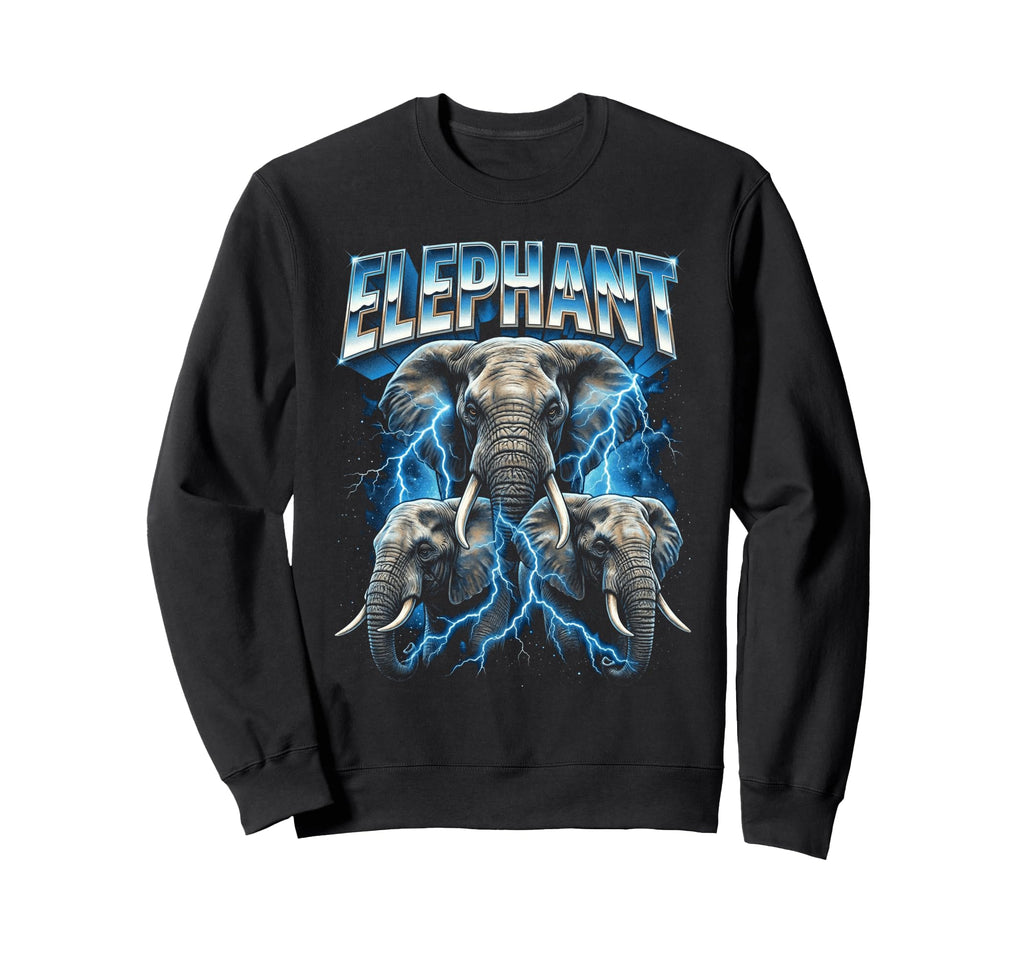 Elephant 80S Funny Africa Sweatshirt - Casual Everyday Wear for Adults - T-Shirt, Sweatshirt, Hoodie