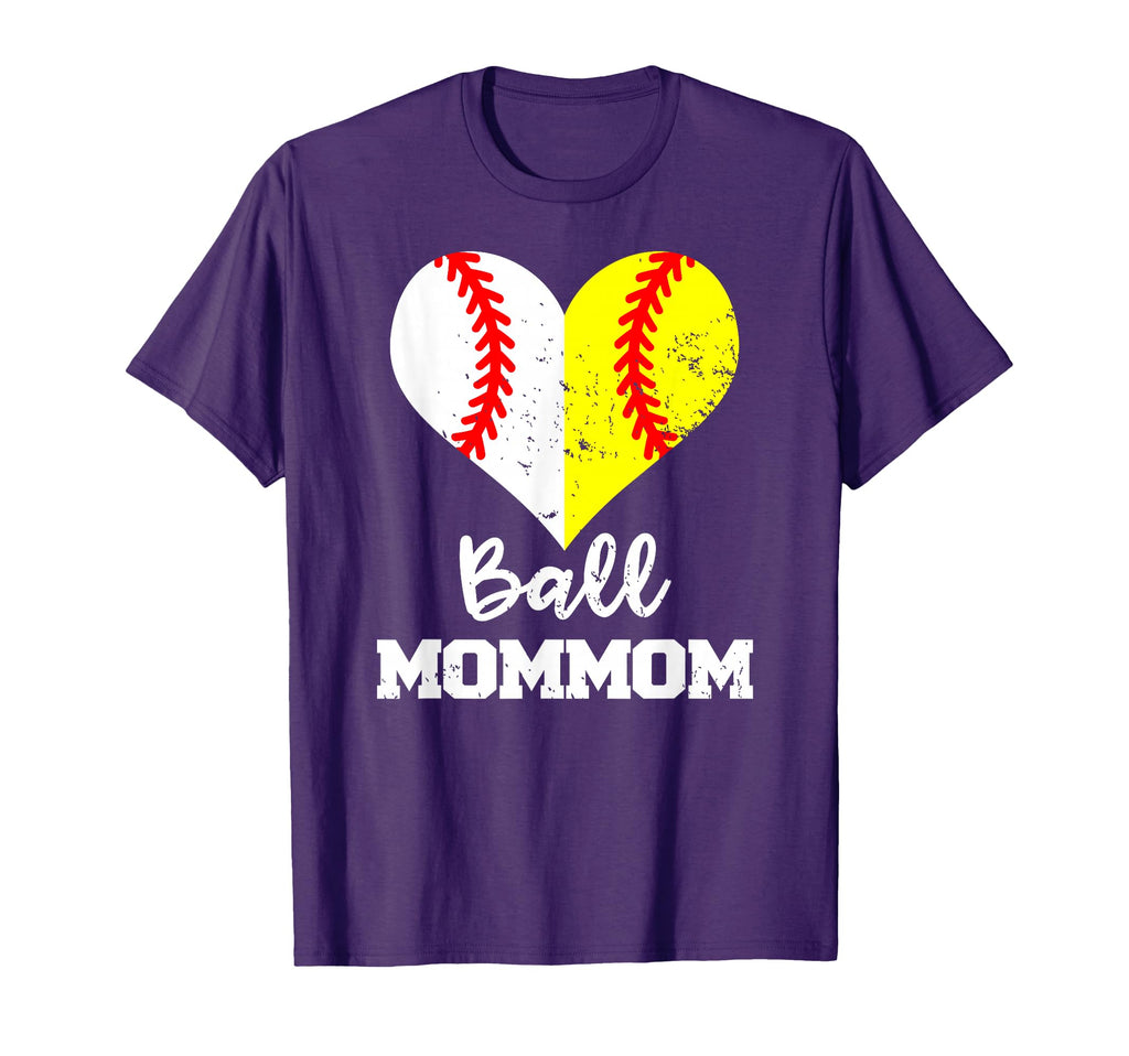 Ball Mommom Heart Funny Baseball T-Shirt - Graphic Print Men Women - T-Shirt, Sweatshirt, Hoodie