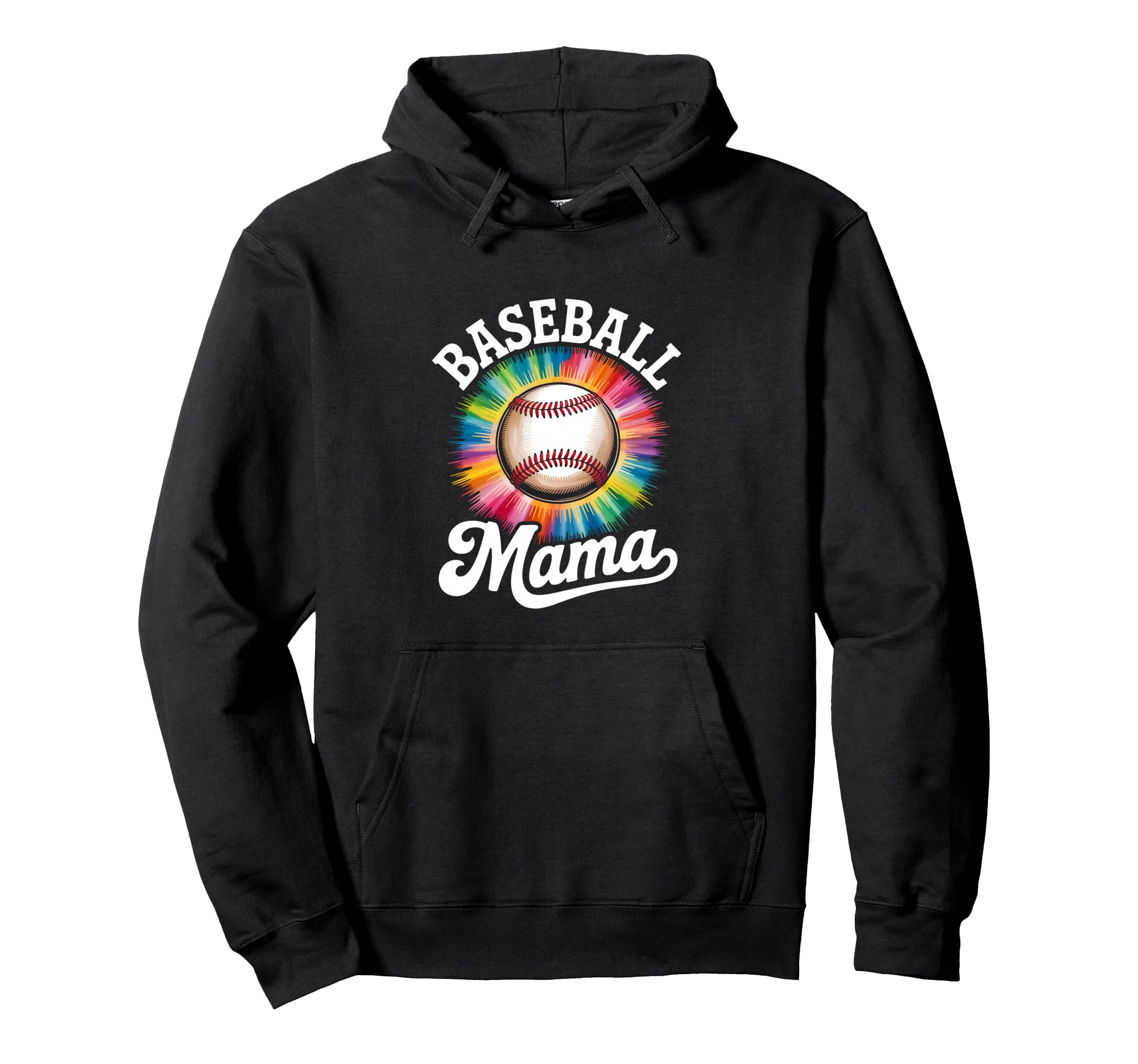 Baseball Mama Tie Dye Colorful Hoodie - Minimalist Print for Adults - T-Shirt, Sweatshirt, Hoodie