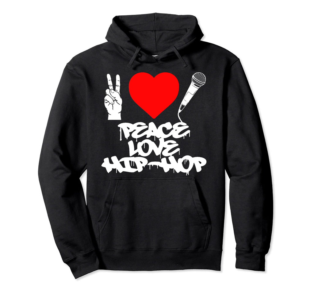 Peace Love Hip Hop Old School Rap Mic Hoodie - Graphic Print for Adults - T-Shirt, Sweatshirt, Hoodie