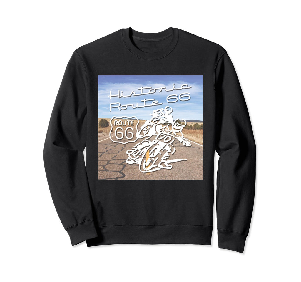 Route 66 Historic Motorcycles Sweatshirt - Graphic Print Unisex - T-Shirt, Sweatshirt, Hoodie