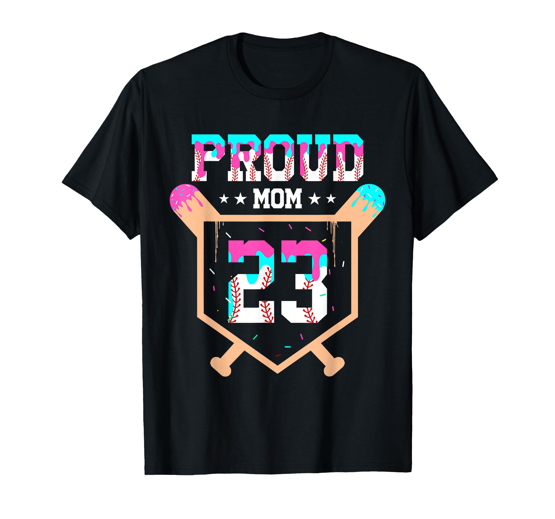 Proud Mom Baseball Player Number 23 T-Shirt - Custom Art Print Men Women - T-Shirt, Sweatshirt, Hoodie