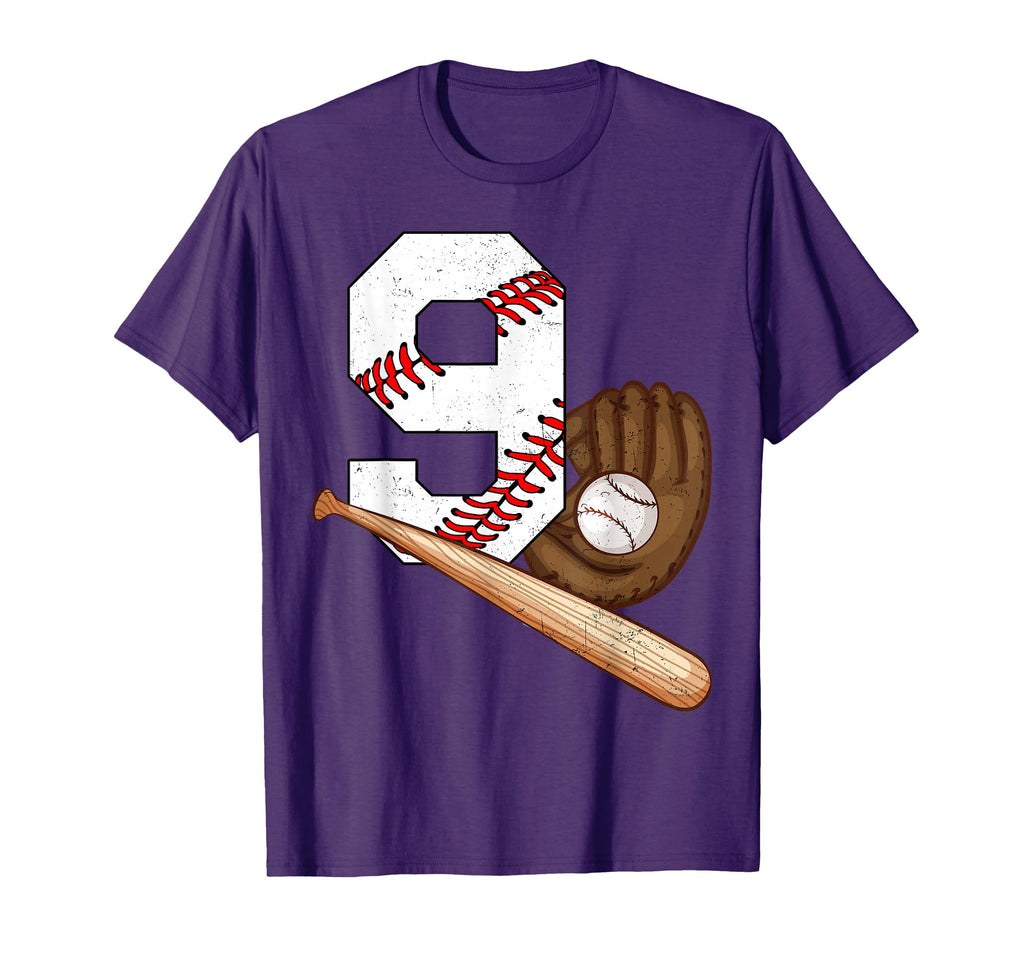 Baseball 9 Year Old Birthday T-Shirt - Casual Everyday Wear Men Women - T-Shirt, Sweatshirt, Hoodie