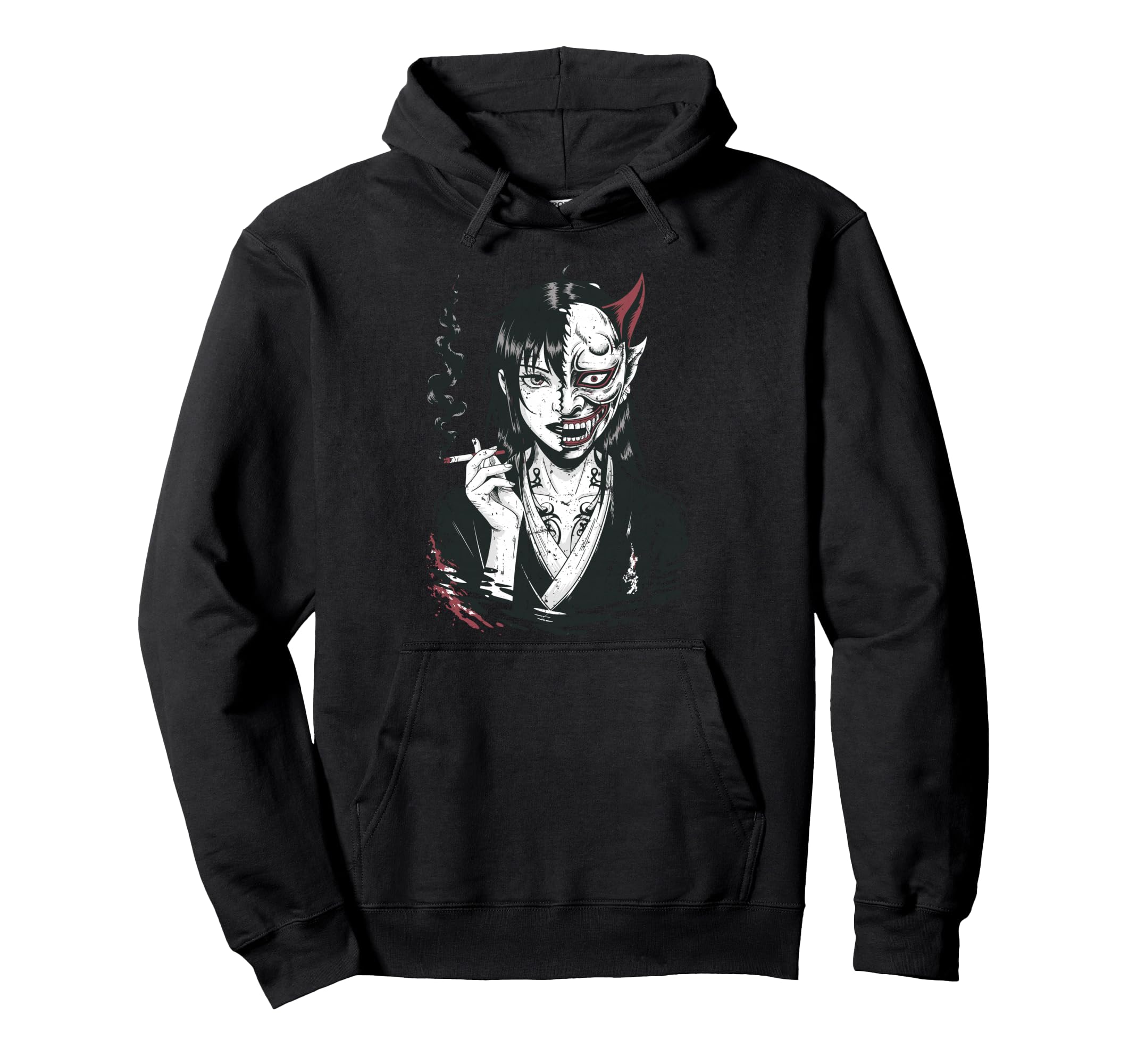 Japanese Horror Anime Manga Y2K Hannya Hoodie - Novelty Apparel for Adults - T-Shirt, Sweatshirt, Hoodie