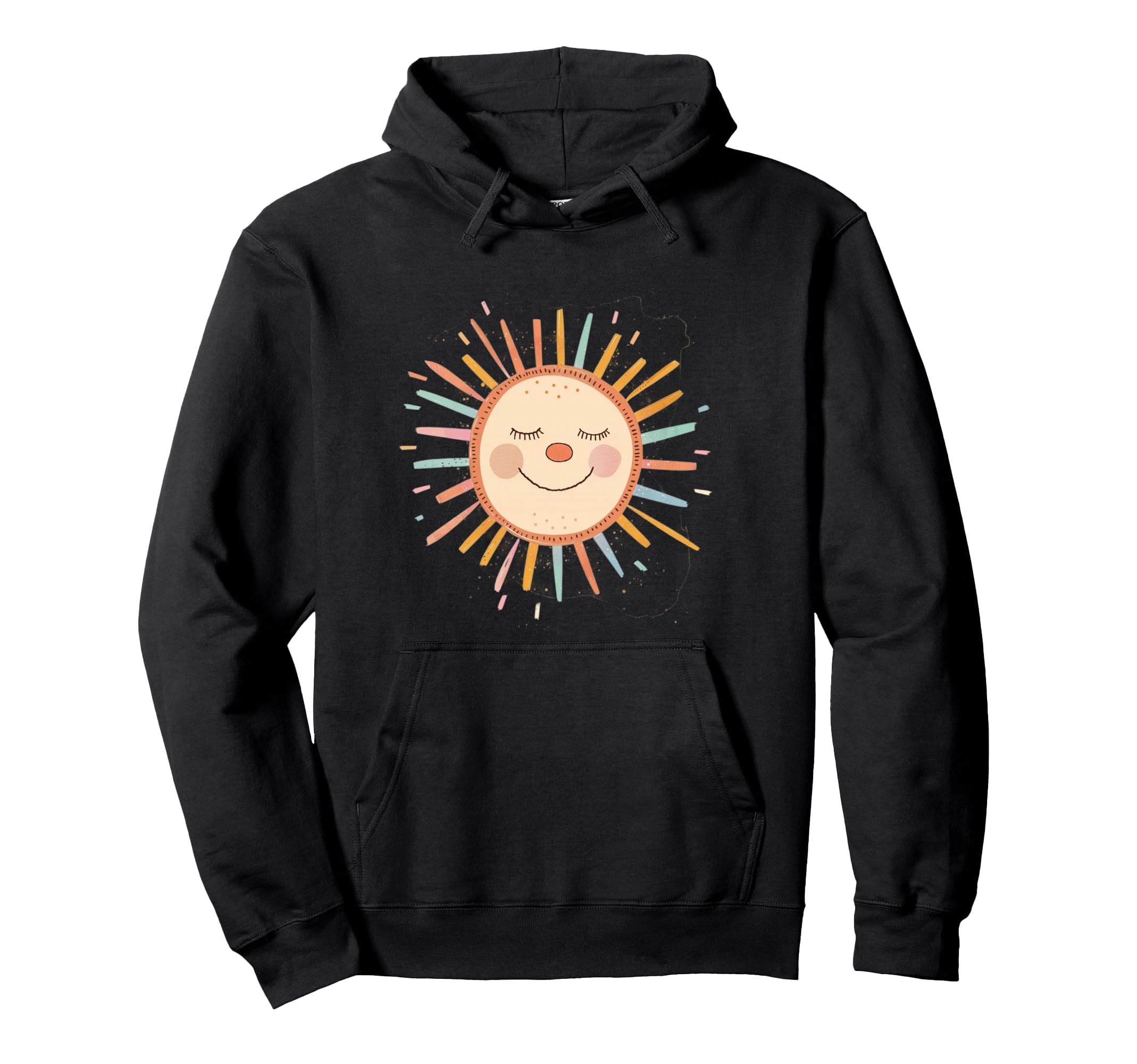 Sun 70S Rainbow Art Boho Boho Sun Hoodie - Fun Novelty Design Unisex - T-Shirt, Sweatshirt, Hoodie