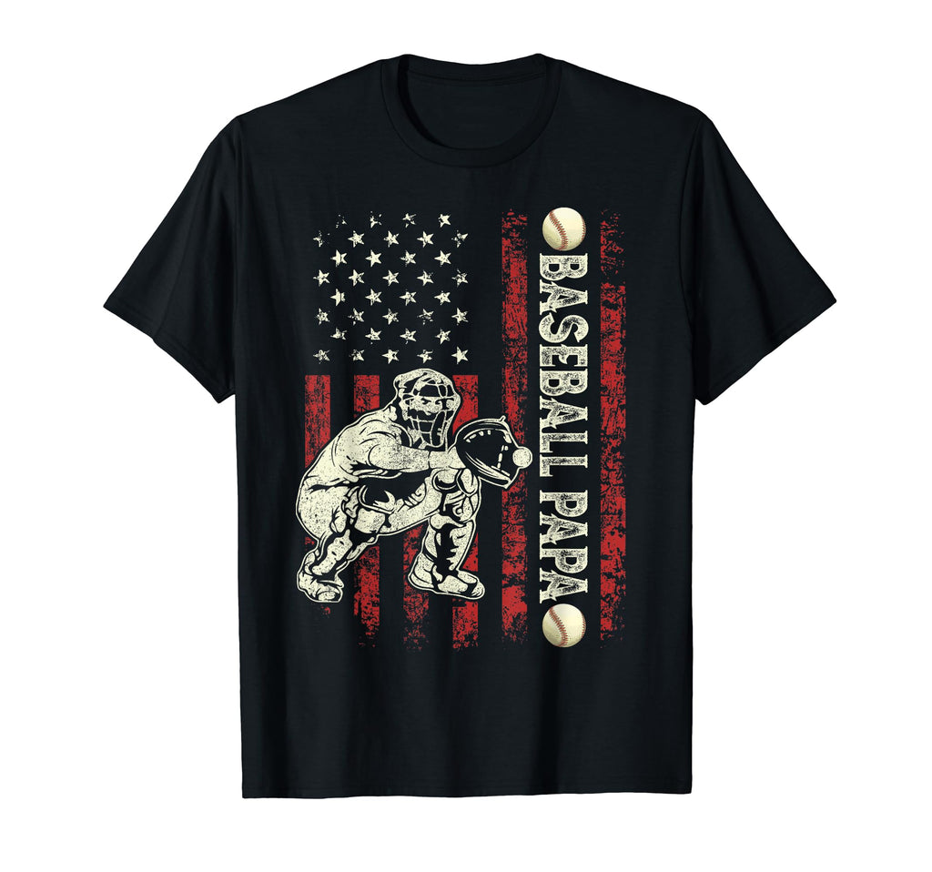 Fathers Day Baseball Papa Flag Gifts T-Shirt - Aesthetic Graphic Men Women - T-Shirt, Sweatshirt, Hoodie