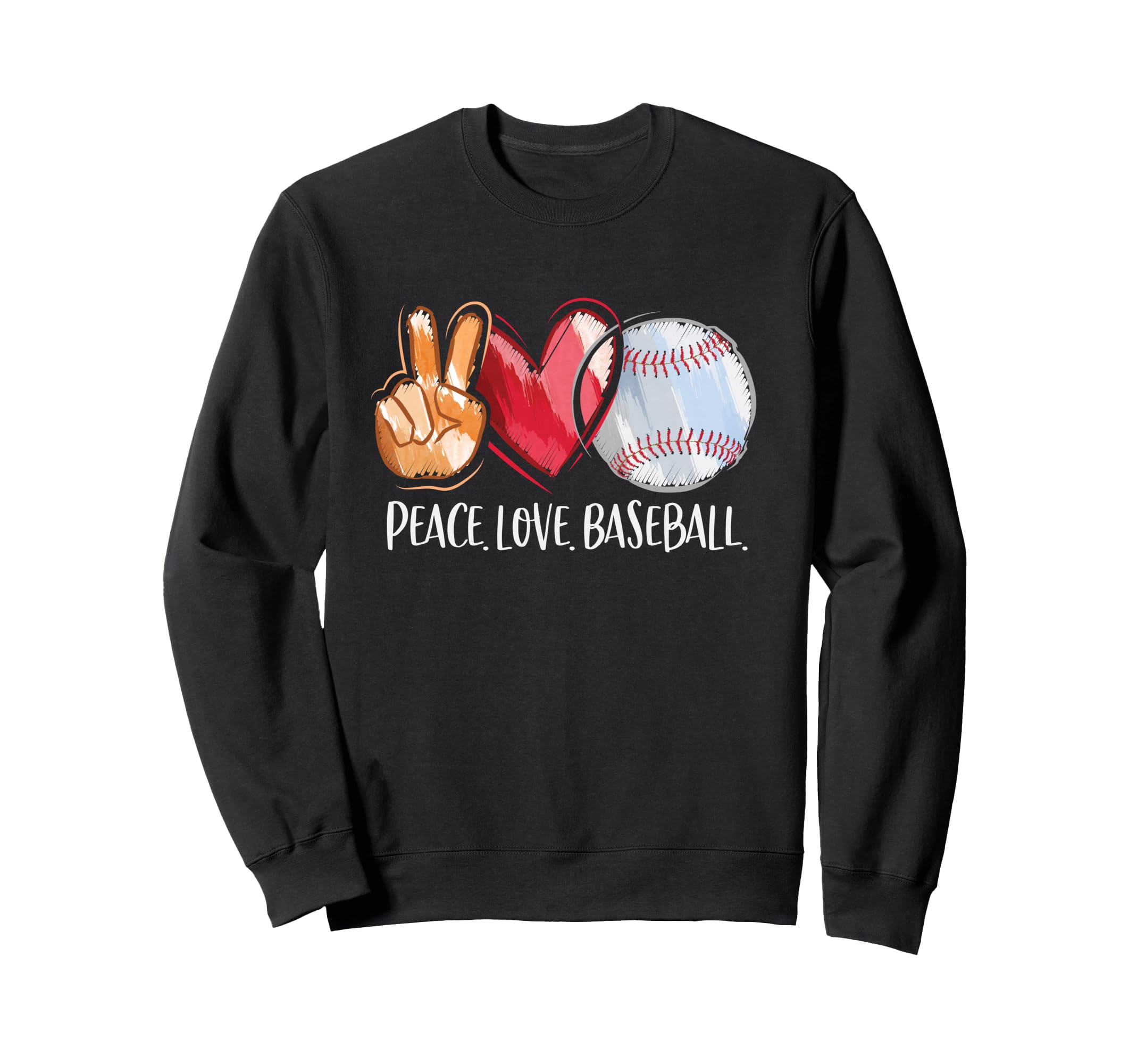 Peace Love Baseball Player Baseball Sweatshirt - Unique Graphic for Adults - T-Shirt, Sweatshirt, Hoodie