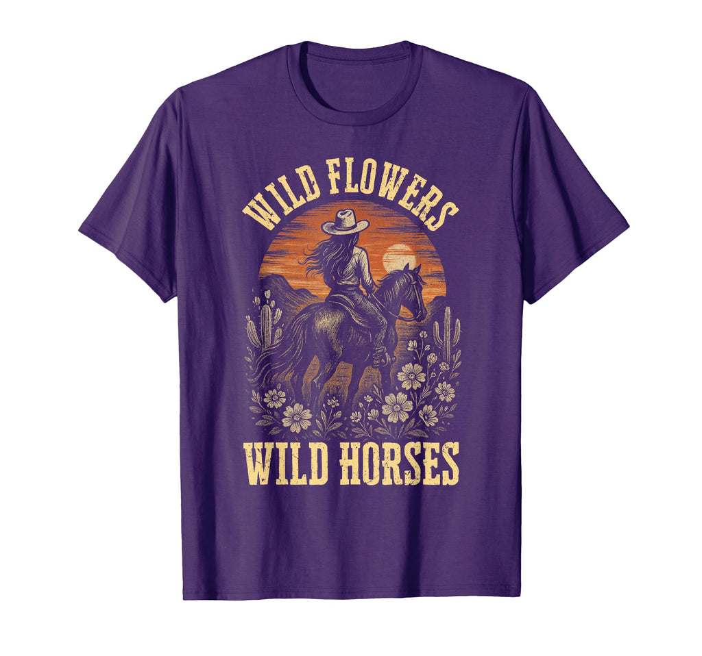 Southern Sunset Wild Cowgirl Flowers Wild T-Shirt - Trendy Graphic Unisex - T-Shirt, Sweatshirt, Hoodie