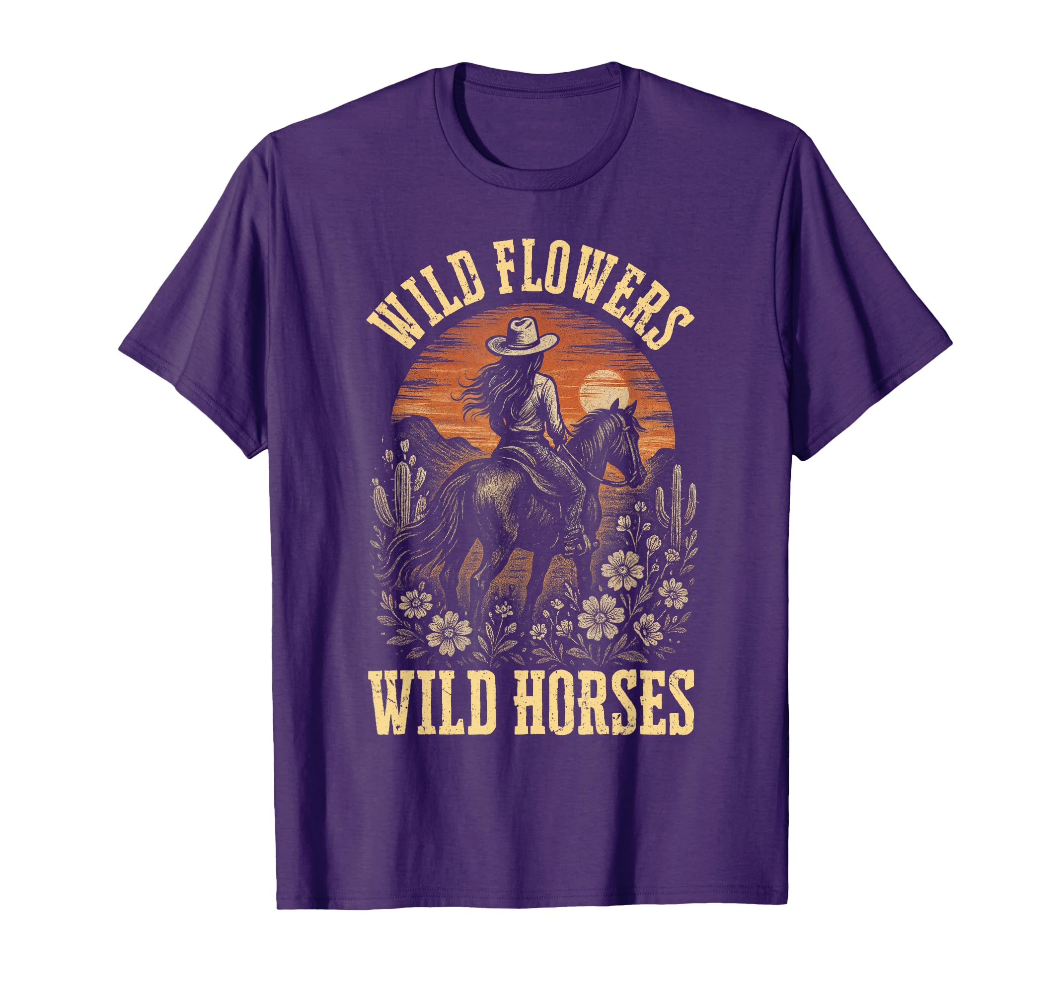 Southern Sunset Wild Cowgirl Flowers Wild T-Shirt - Trendy Graphic Unisex - T-Shirt, Sweatshirt, Hoodie