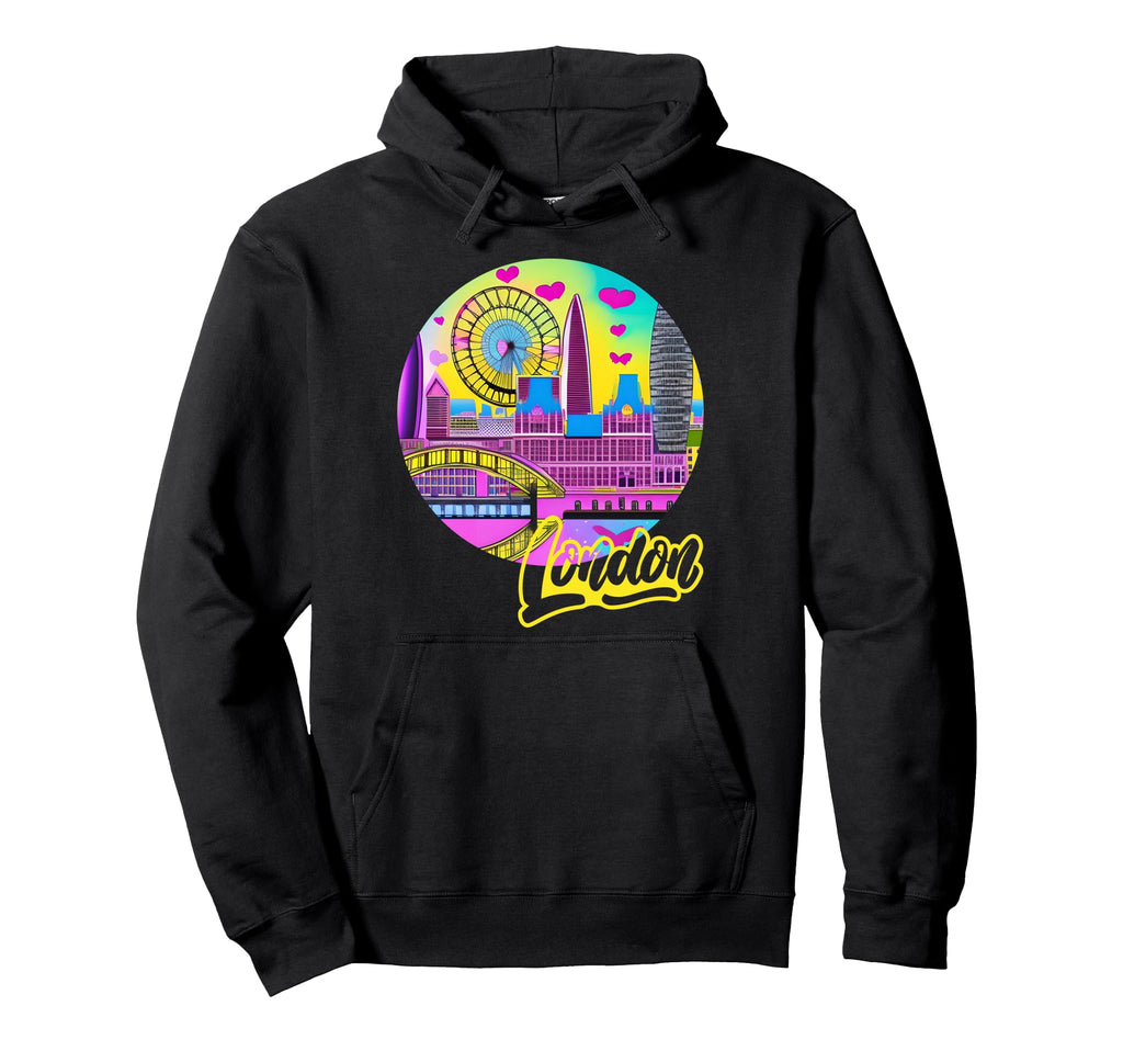 London Skyline England Vaporwave Hoodie - Trendy Graphic Men Women - T-Shirt, Sweatshirt, Hoodie