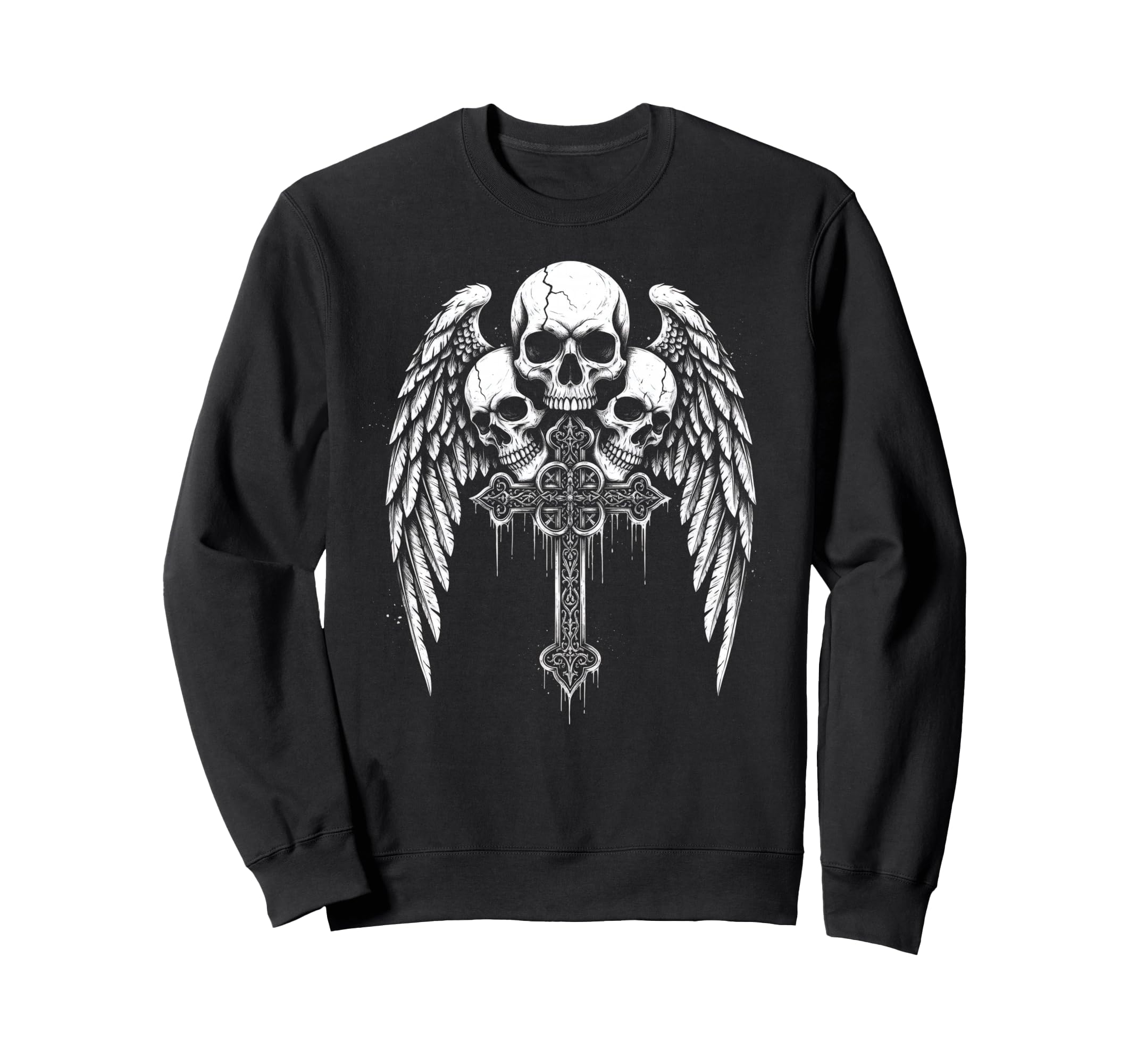Skull Cross Y2K Grunge Sweatshirt - Casual Everyday Wear for Adults - T-Shirt, Sweatshirt, Hoodie