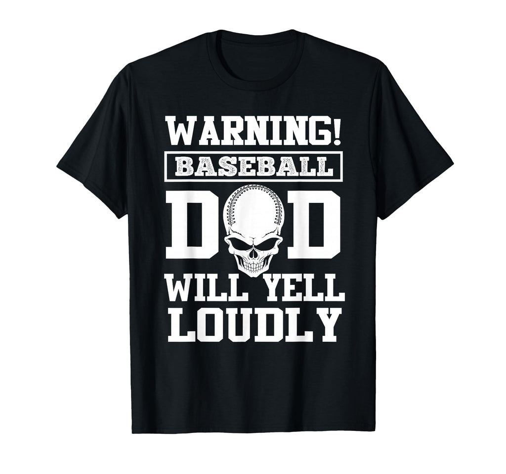 Warning Baseball Dad Skull Softball T-Shirt - Minimalist Print for Adults - T-Shirt, Sweatshirt, Hoodie