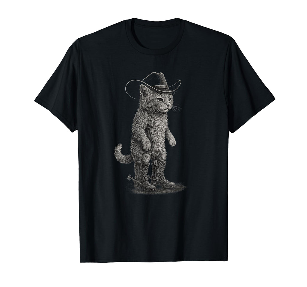 Howdy Cat Cowboy Western Country Meowdy T-Shirt - Novelty Apparel Unisex - T-Shirt, Sweatshirt, Hoodie
