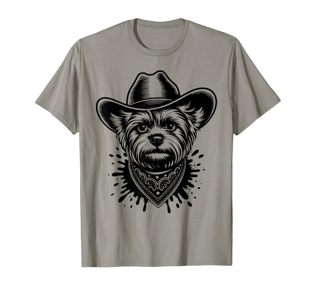Funny Cowboy Yorkshire Terrier Western Dog T-Shirt - Trendy Graphic Unisex - T-Shirt, Sweatshirt, Hoodie