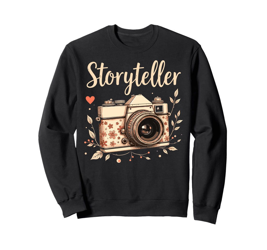Photo Camera Flowers Storyteller Sweatshirt - Graphic Print for Adults - T-Shirt, Sweatshirt, Hoodie