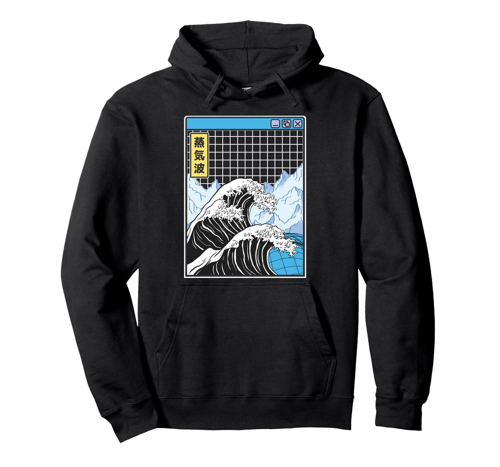 Great Wave Off Kanagawa Grid Kawaii Hoodie - Aesthetic Graphic Men Women - T-Shirt, Sweatshirt, Hoodie