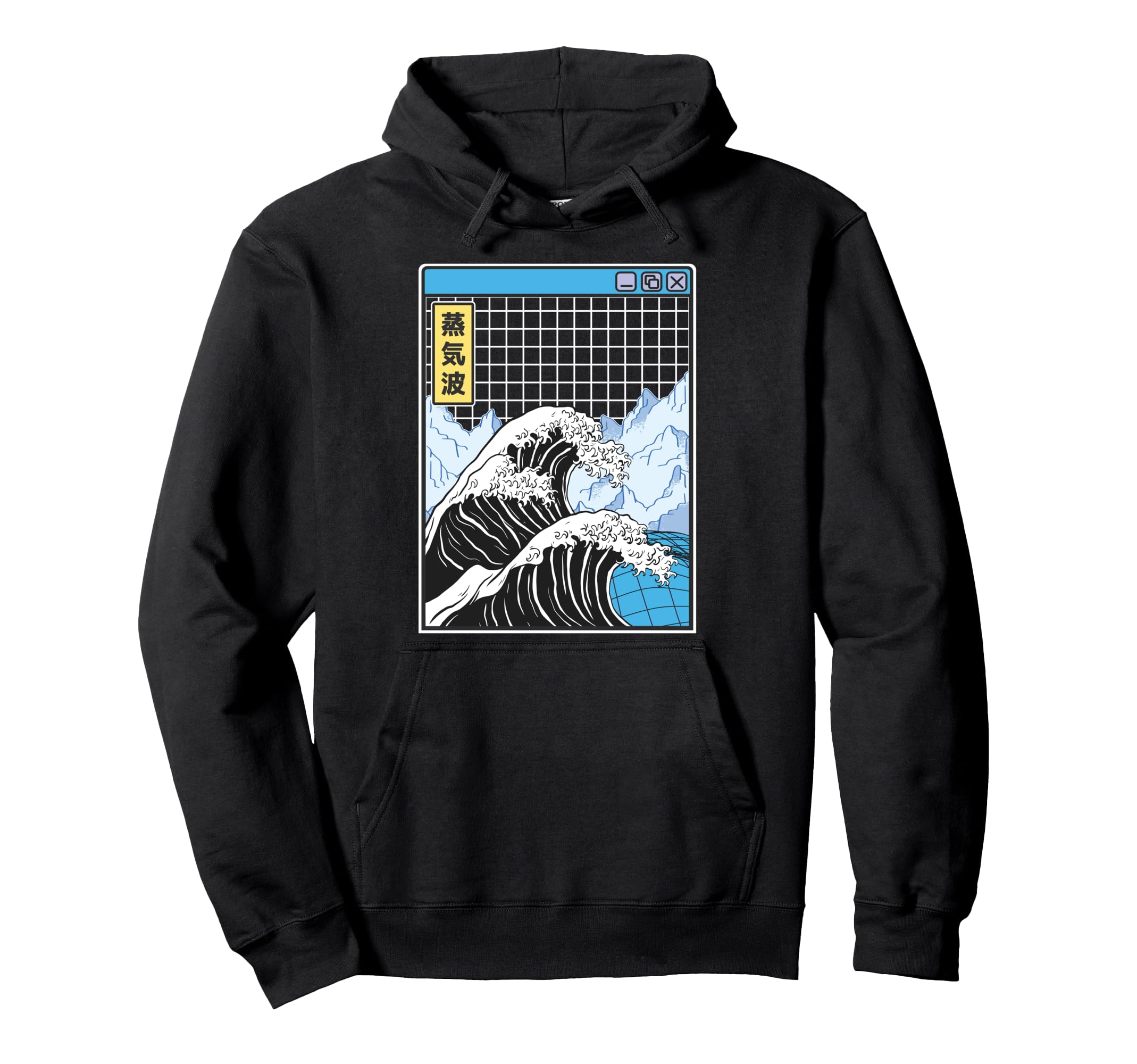 Great Wave Off Kanagawa Grid Kawaii Hoodie - Aesthetic Graphic Men Women - T-Shirt, Sweatshirt, Hoodie