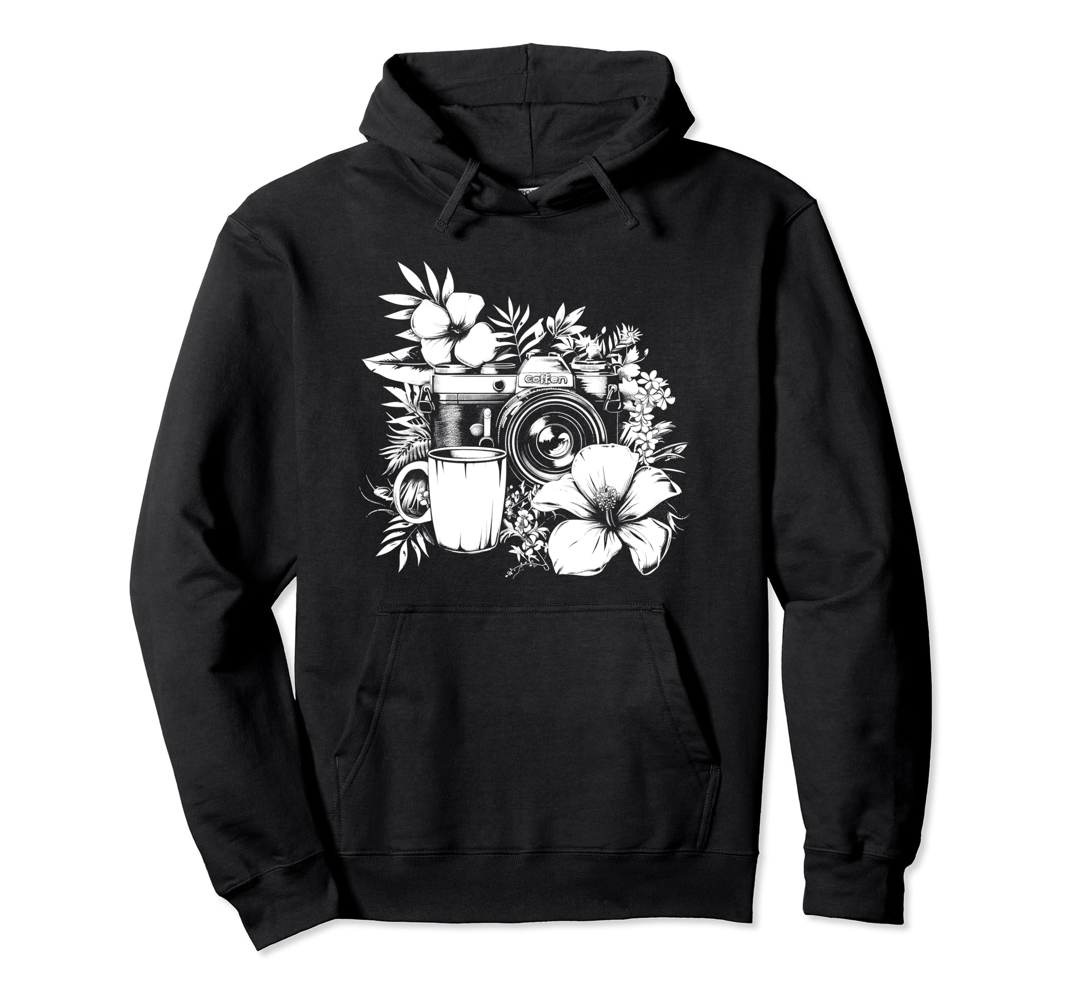 Photographer Coffee Camera Flowers Hoodie - Streetwear Style for Adults - T-Shirt, Sweatshirt, Hoodie