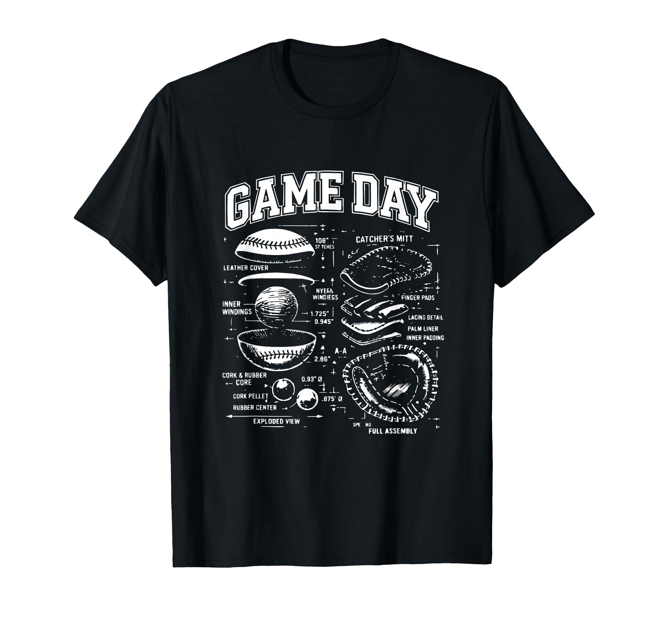Game Day Baseball Blueprint T-Shirt - Fun Novelty Design for Adults - T-Shirt, Sweatshirt, Hoodie