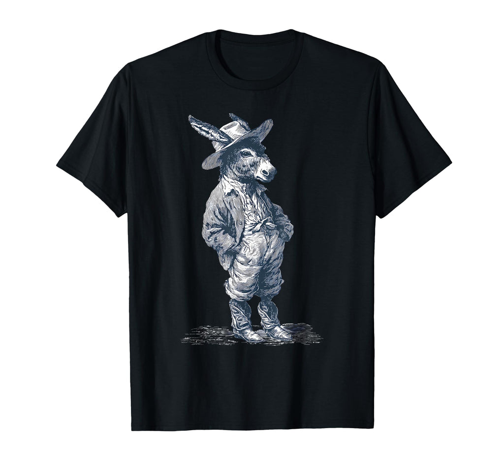 Donkey Cowboy Rodeo Cowgirl Western T-Shirt - Fun Novelty Design Unisex - T-Shirt, Sweatshirt, Hoodie