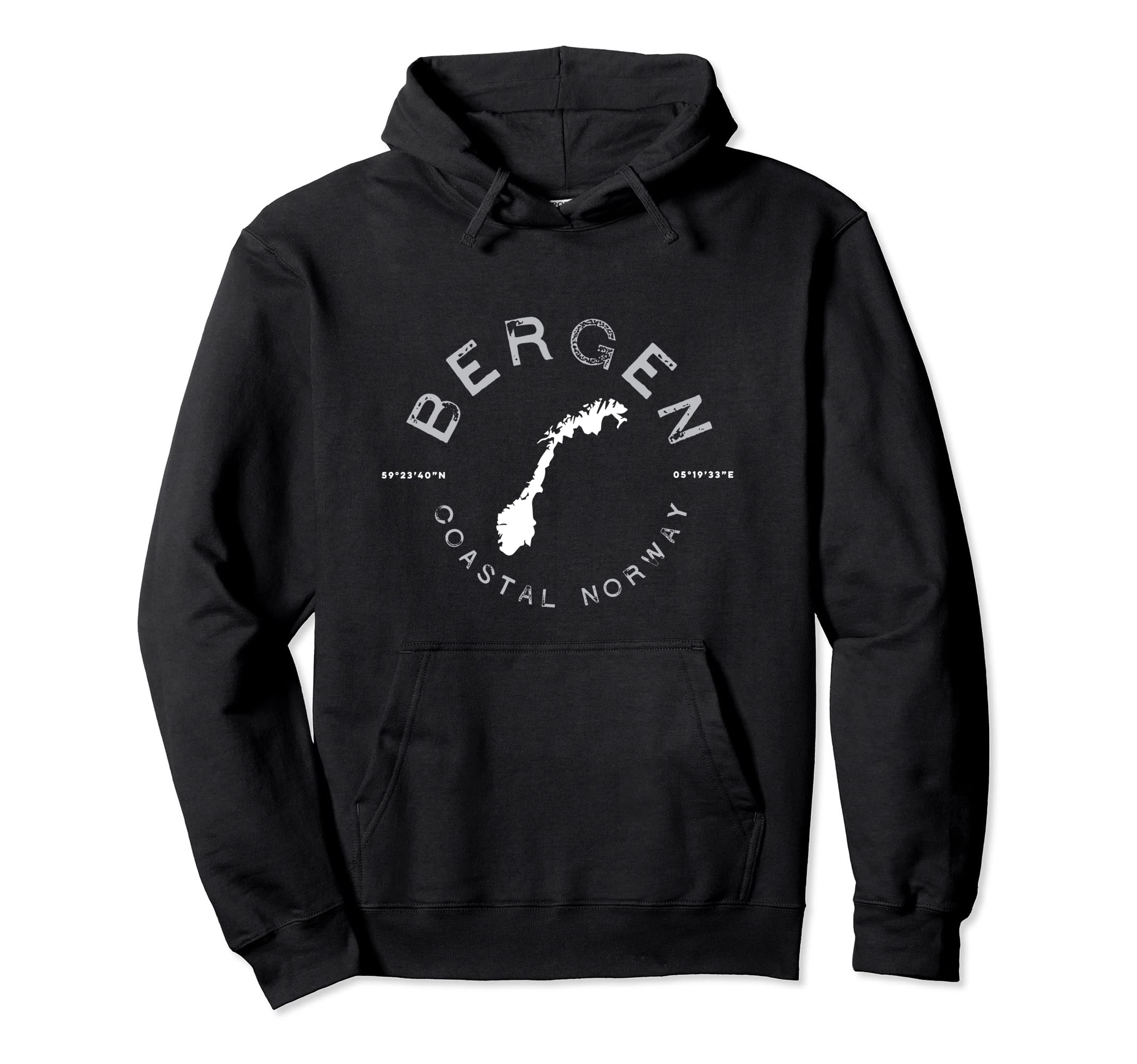Bergen Norway Norwegian Distressed Hoodie - Unique Graphic Unisex - T-Shirt, Sweatshirt, Hoodie