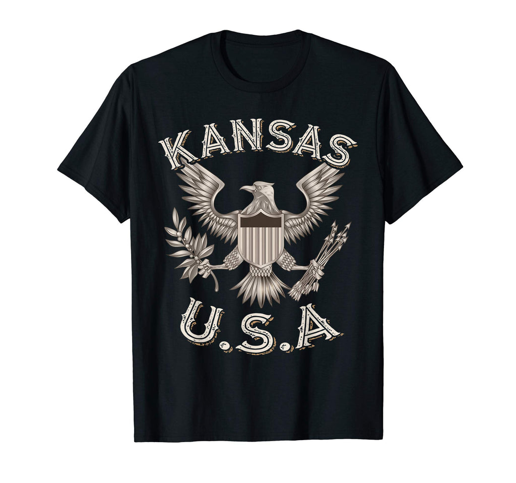 Kansas Usa Patriot Eagle Distressed T-Shirt - Unique Graphic Men Women - T-Shirt, Sweatshirt, Hoodie