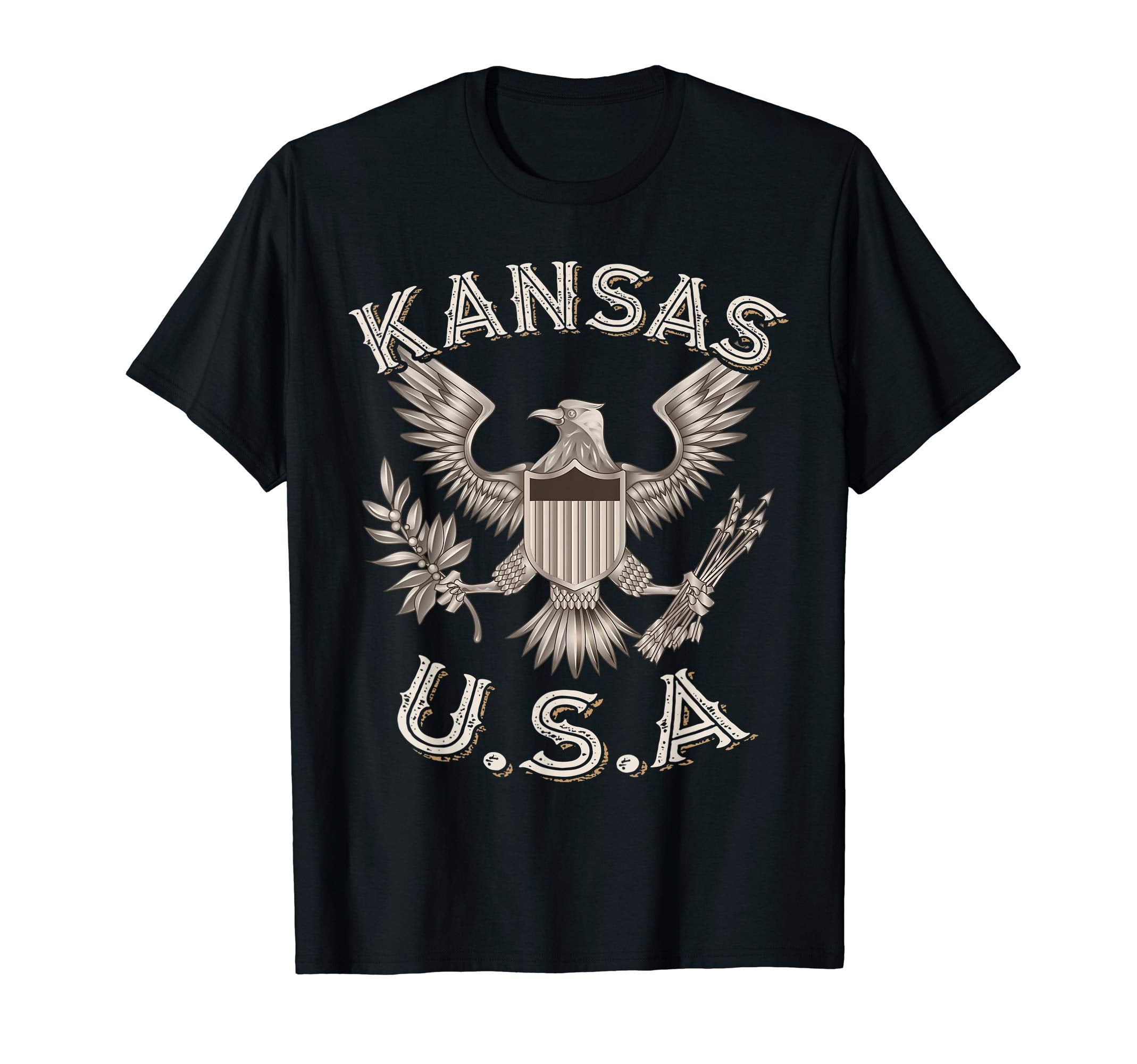 Kansas Usa Patriot Eagle Distressed T-Shirt - Unique Graphic Men Women - T-Shirt, Sweatshirt, Hoodie