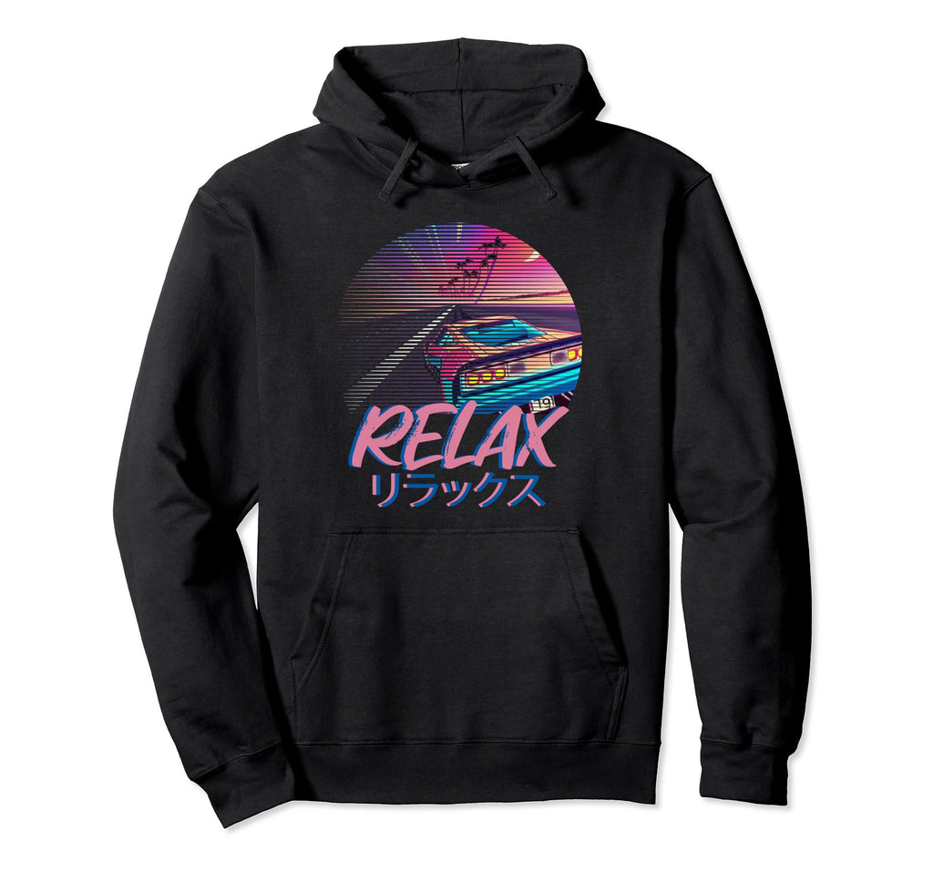 Aesthetic Vaporwave Japanese Relax Hoodie - Trendy Graphic for Adults - T-Shirt, Sweatshirt, Hoodie