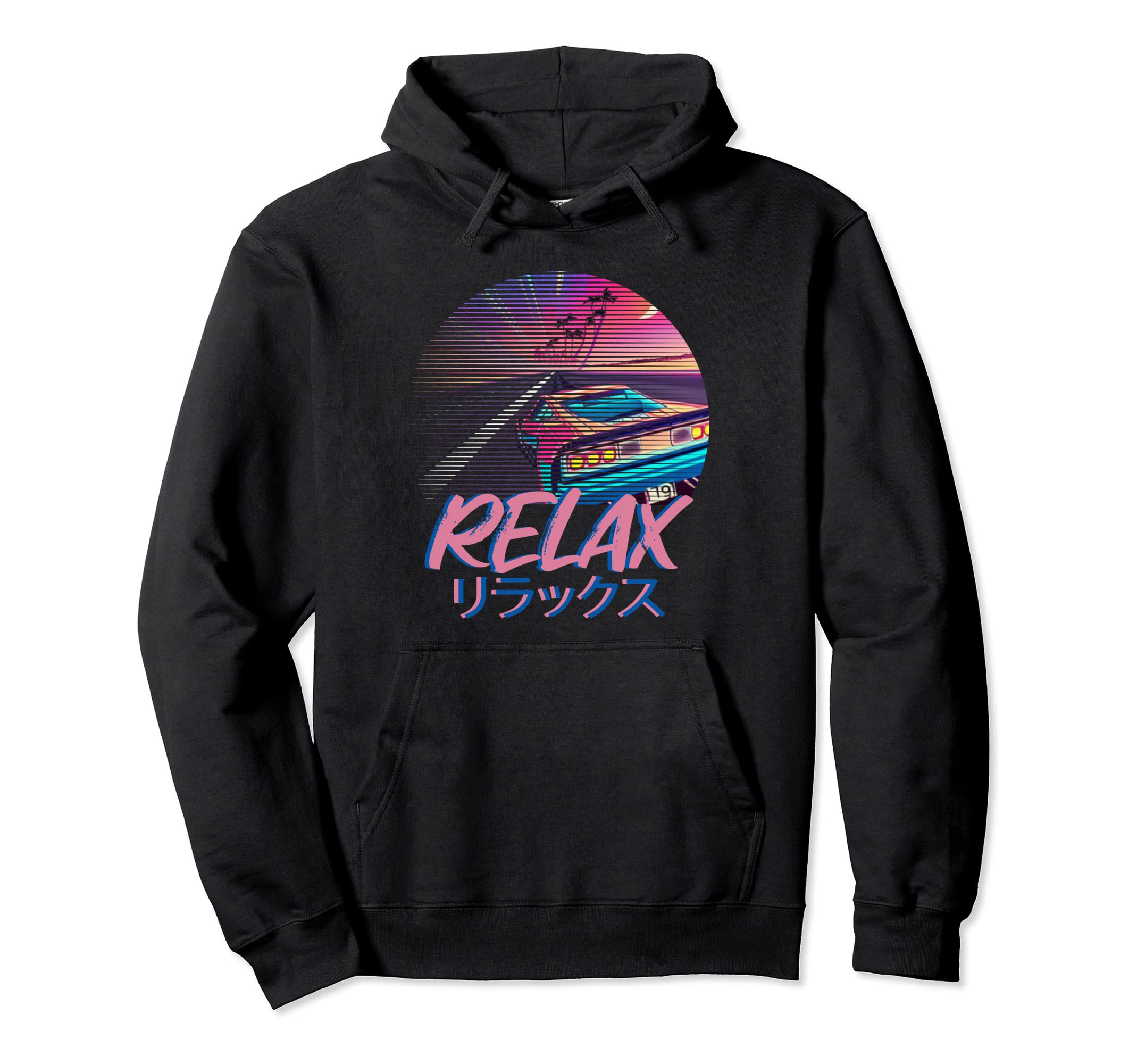 Aesthetic Vaporwave Japanese Relax Hoodie - Trendy Graphic for Adults - T-Shirt, Sweatshirt, Hoodie