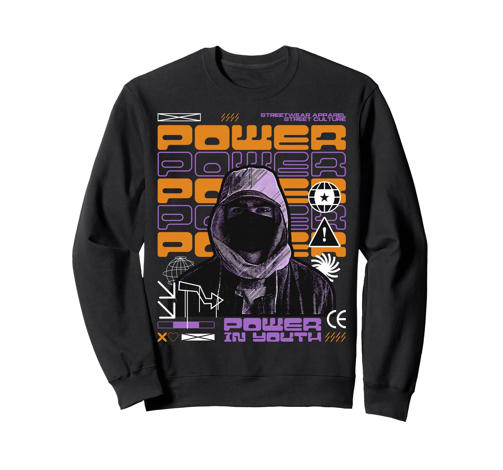 Y2K Power Bold Urban Graffiti Sweatshirt - Trendy Graphic Men Women - T-Shirt, Sweatshirt, Hoodie