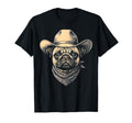 Pug Dog Cowboy Hat Bandana Western T-Shirt - Fun Novelty Design Unisex - T-Shirt, Sweatshirt, Hoodie