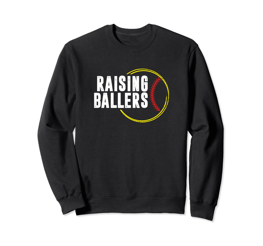 Raising Ballers Softball Parents Sweatshirt - Unique Graphic Men Women - T-Shirt, Sweatshirt, Hoodie