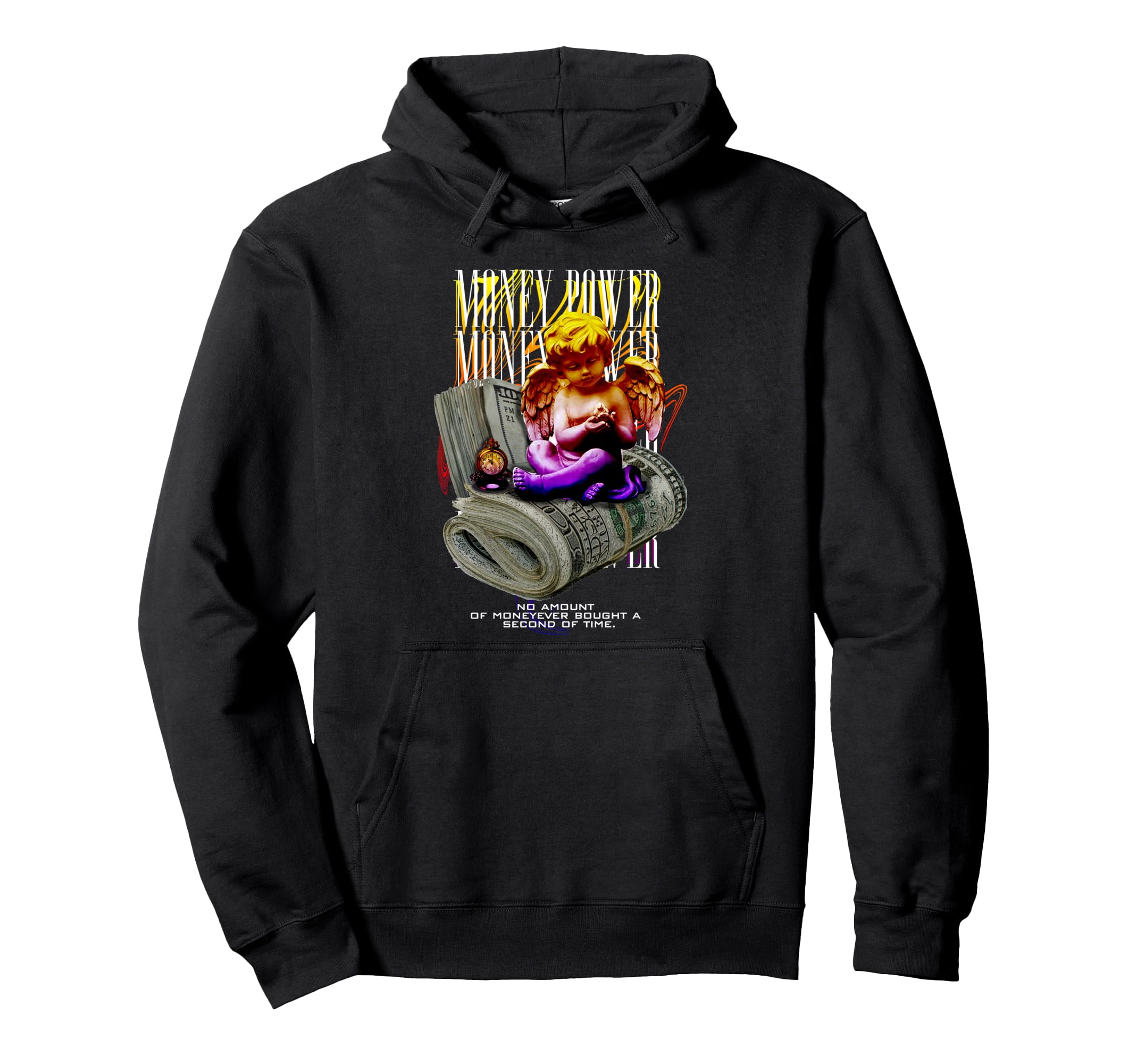 Angel Money Power Time Aesthetic Edgy Hoodie - Custom Art Print Men Women - T-Shirt, Sweatshirt, Hoodie