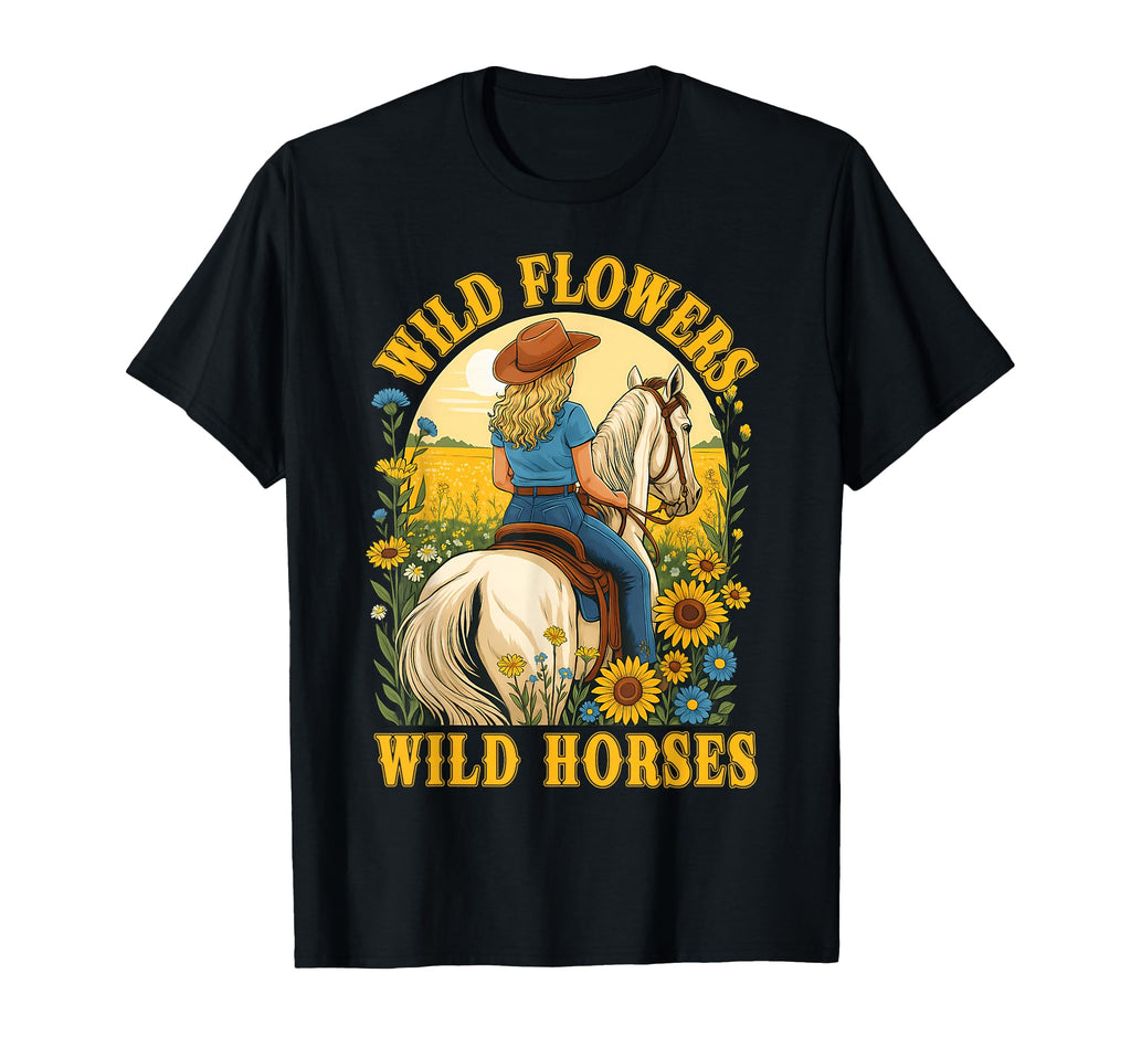 Southern Sunset Cowgirl Wild T-Shirt - Aesthetic Graphic for Adults - T-Shirt, Sweatshirt, Hoodie