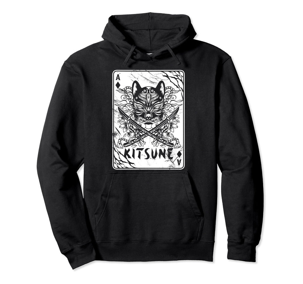 Kitsune Japanese Oni Mask Demon Hoodie - Casual Everyday Wear Men Women - T-Shirt, Sweatshirt, Hoodie