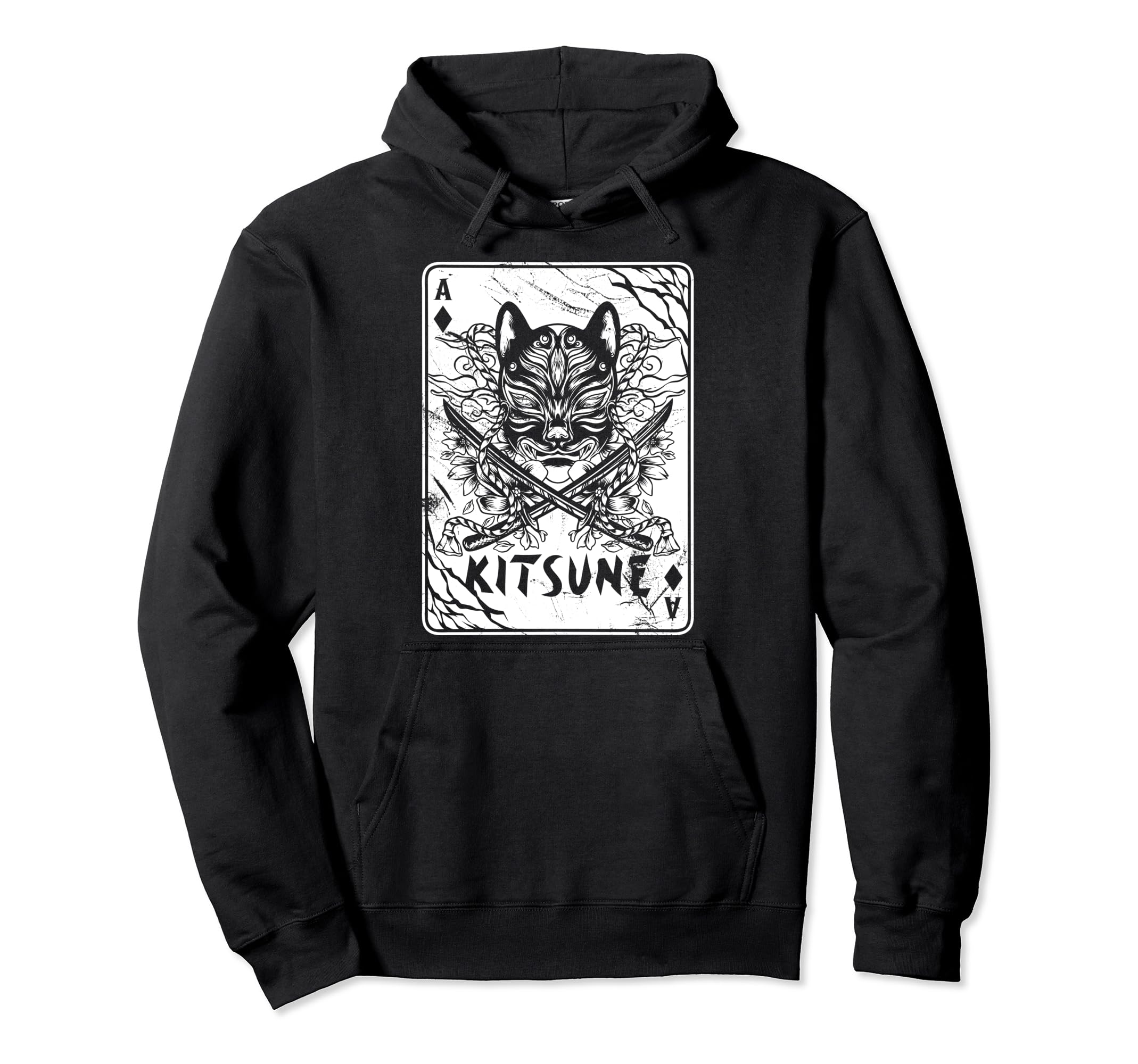 Kitsune Japanese Oni Mask Demon Hoodie - Casual Everyday Wear Men Women - T-Shirt, Sweatshirt, Hoodie