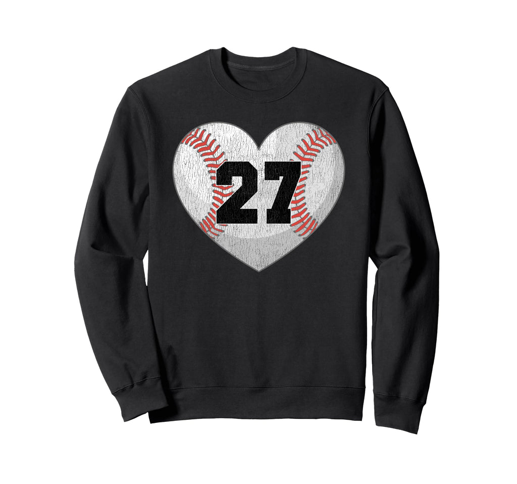 Baseball Number 27 Distressed Sweatshirt - Minimalist Print Men Women - T-Shirt, Sweatshirt, Hoodie
