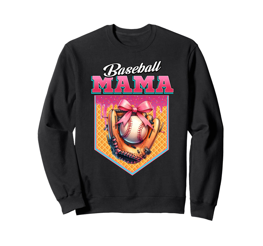 Baseball Mama Ice Cream Drip Sweatshirt - Fun Novelty Design for Adults - T-Shirt, Sweatshirt, Hoodie