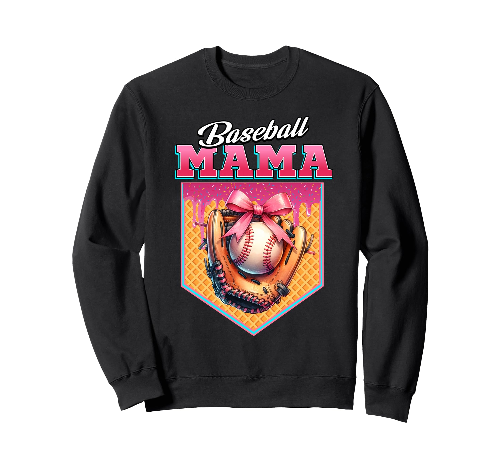 Baseball Mama Ice Cream Drip Sweatshirt - Fun Novelty Design for Adults - T-Shirt, Sweatshirt, Hoodie