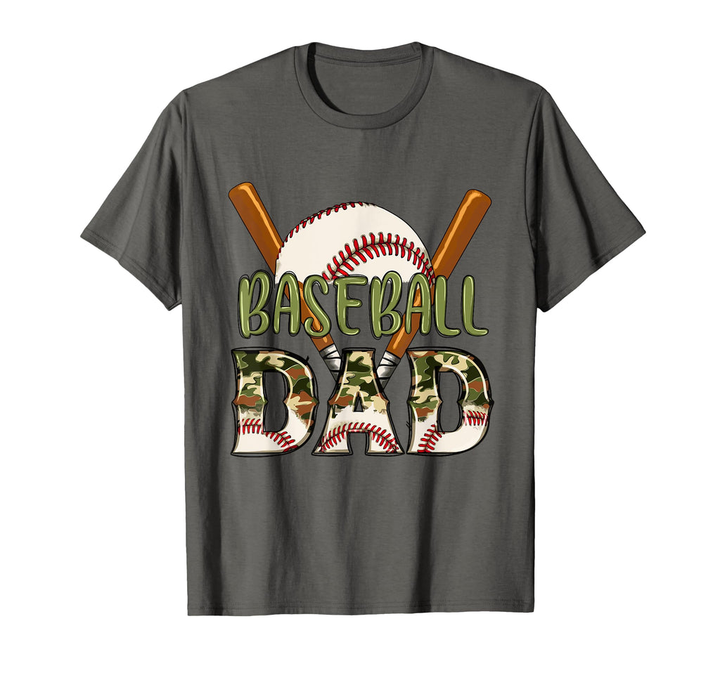 Baseball Dad Camo Flag Fathers Day Baseball T-Shirt - Graphic Print Unisex - T-Shirt, Sweatshirt, Hoodie