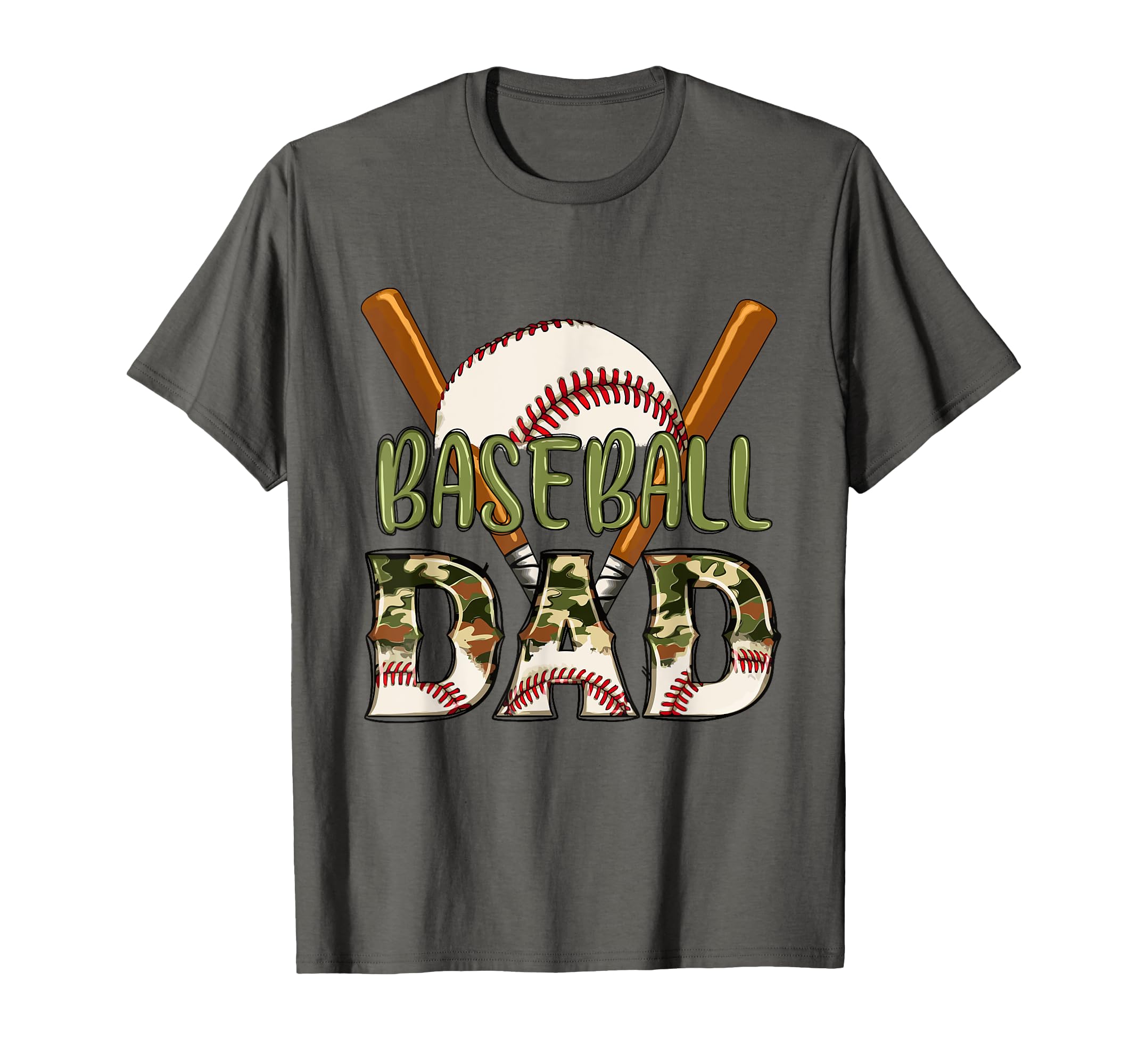 Baseball Dad Camo Flag Fathers Day Baseball T-Shirt - Graphic Print Unisex - T-Shirt, Sweatshirt, Hoodie